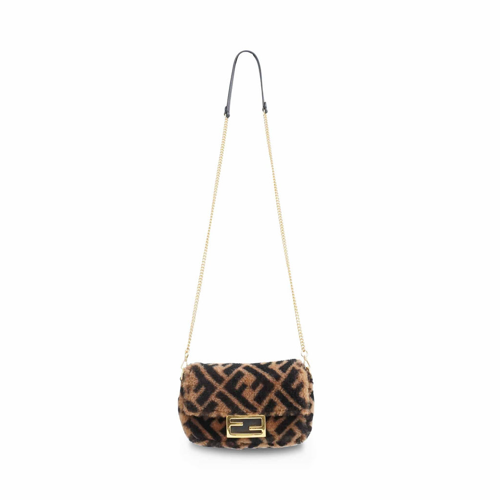 Fendi 'Zucca Shearling Mini Baguette' Bag
