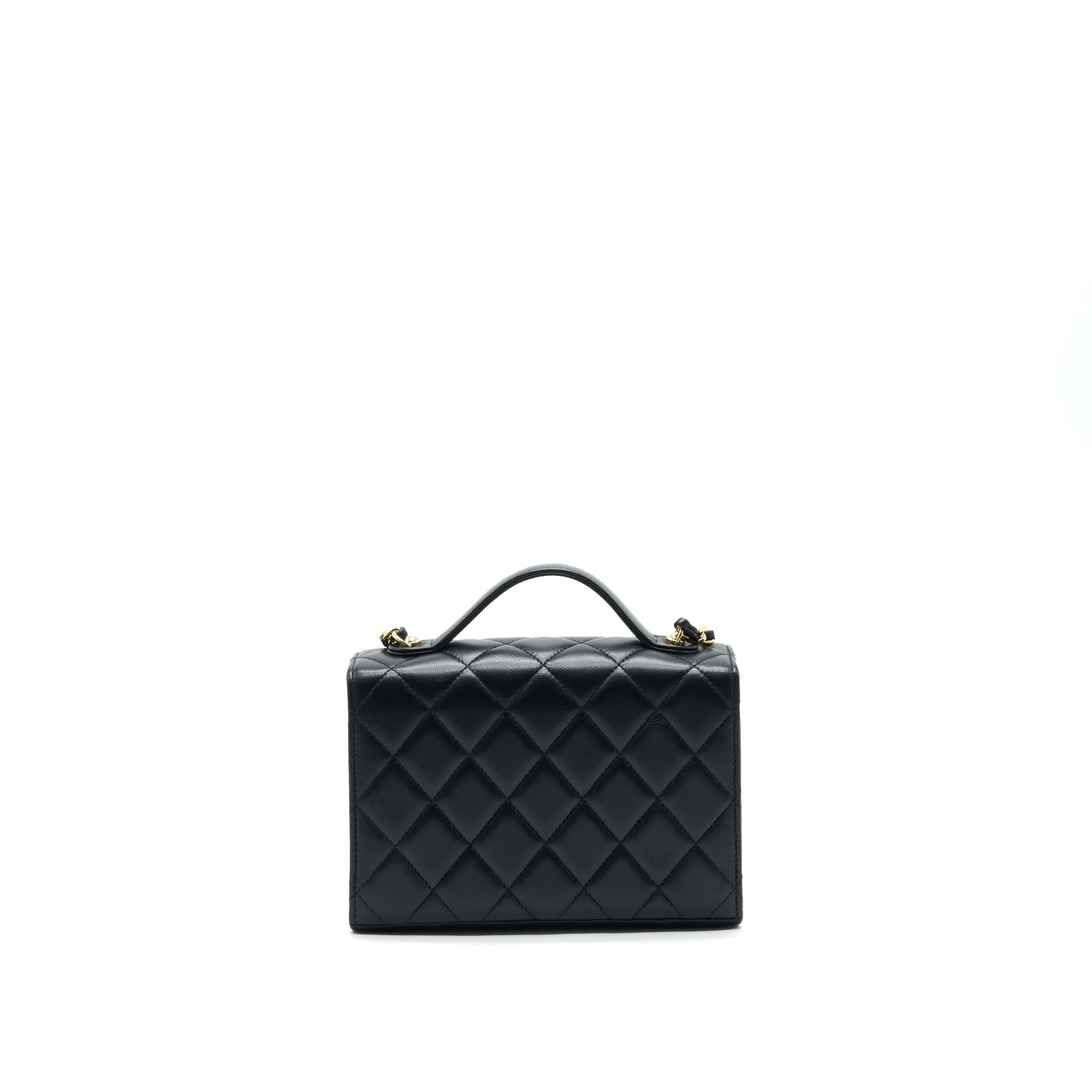 Chanel 21K Gold Metal Mini Flap Bag With Handle Black
