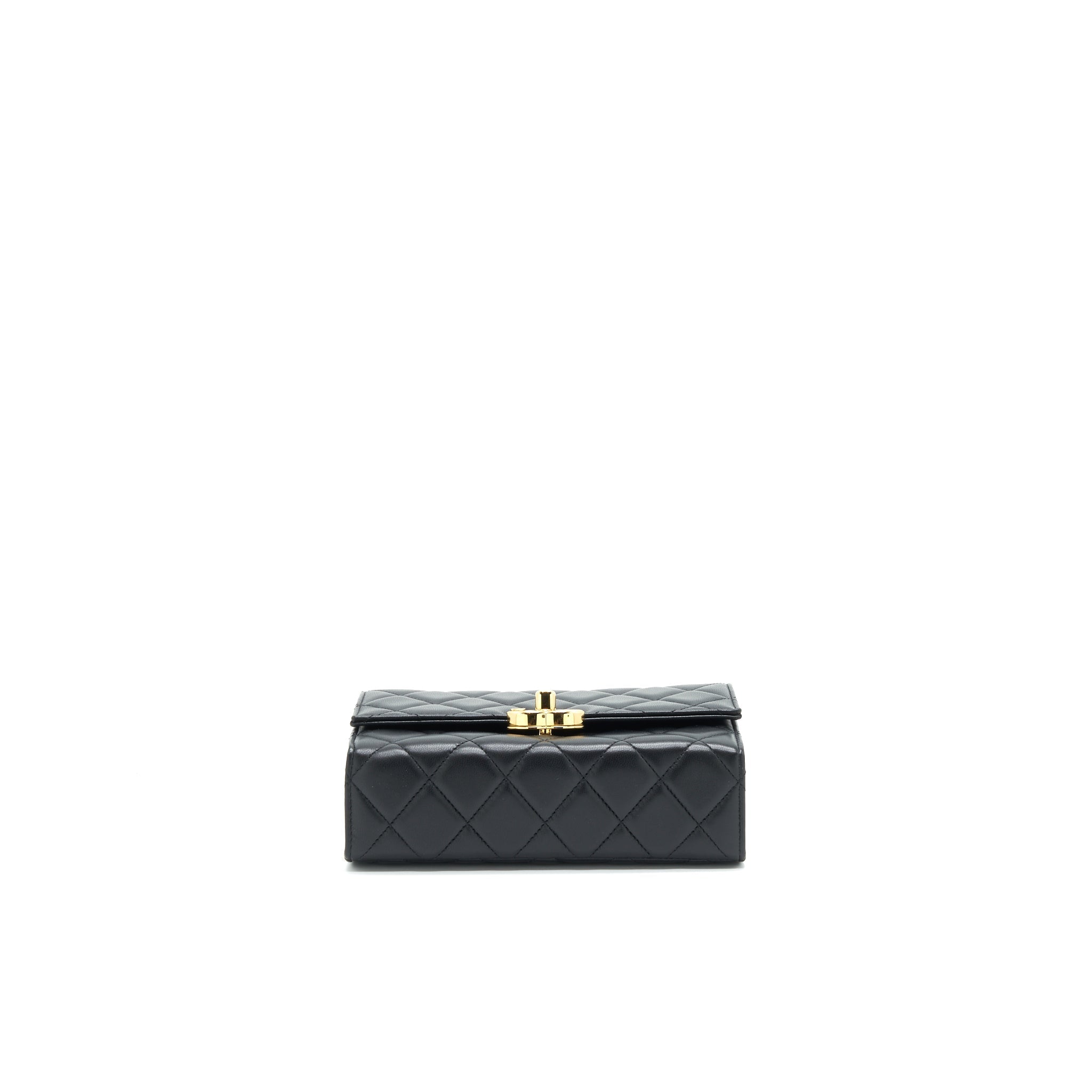 Chanel 21K Gold Metal Mini Flap Bag With Handle Black