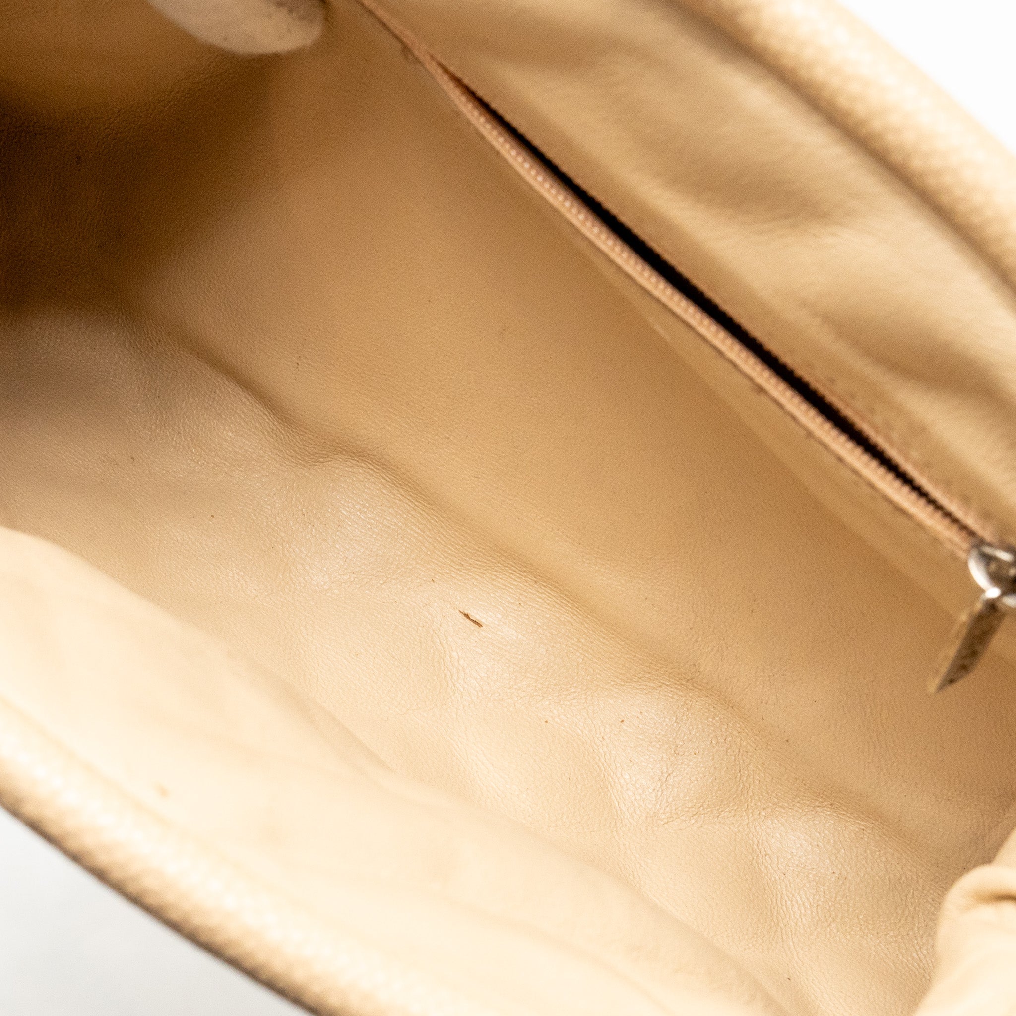 Chanel timeless kisslock clutch caviar beige