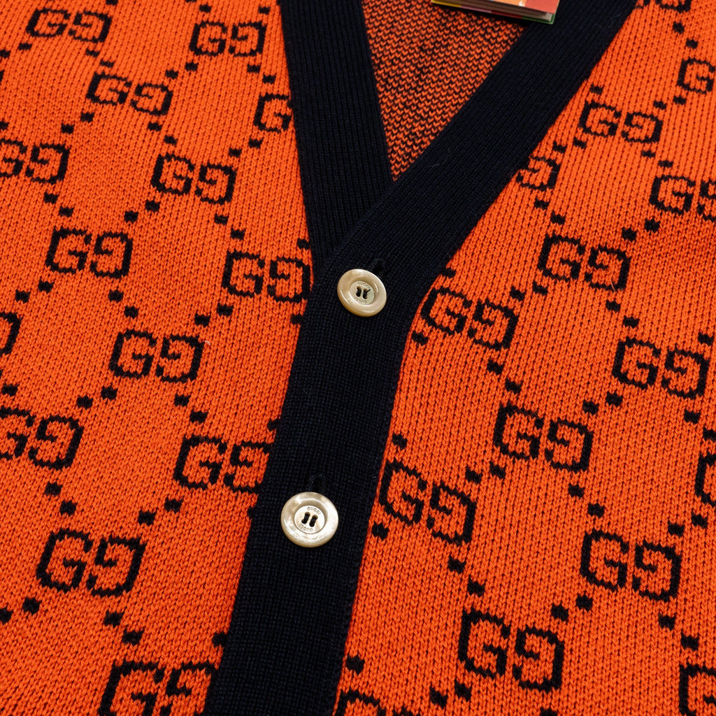 Gucci Size XS GG Jacquard igan Wool/Cotton Orange