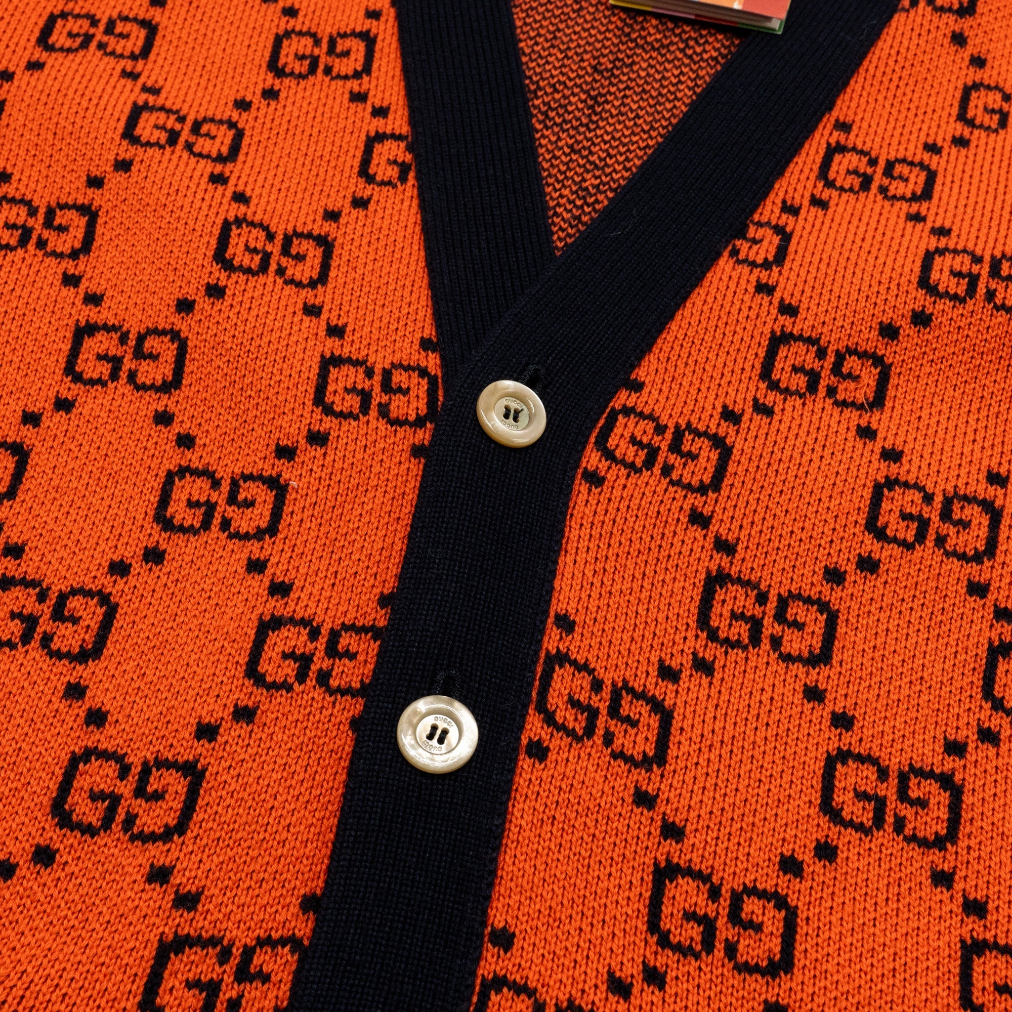 Gucci Size XS GG Jacquard igan Wool/Cotton Orange