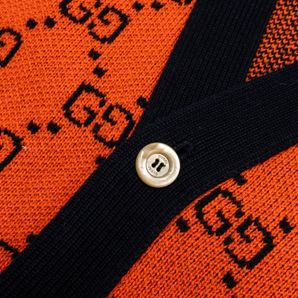 Gucci Size XS GG Jacquard igan Wool/Cotton Orange