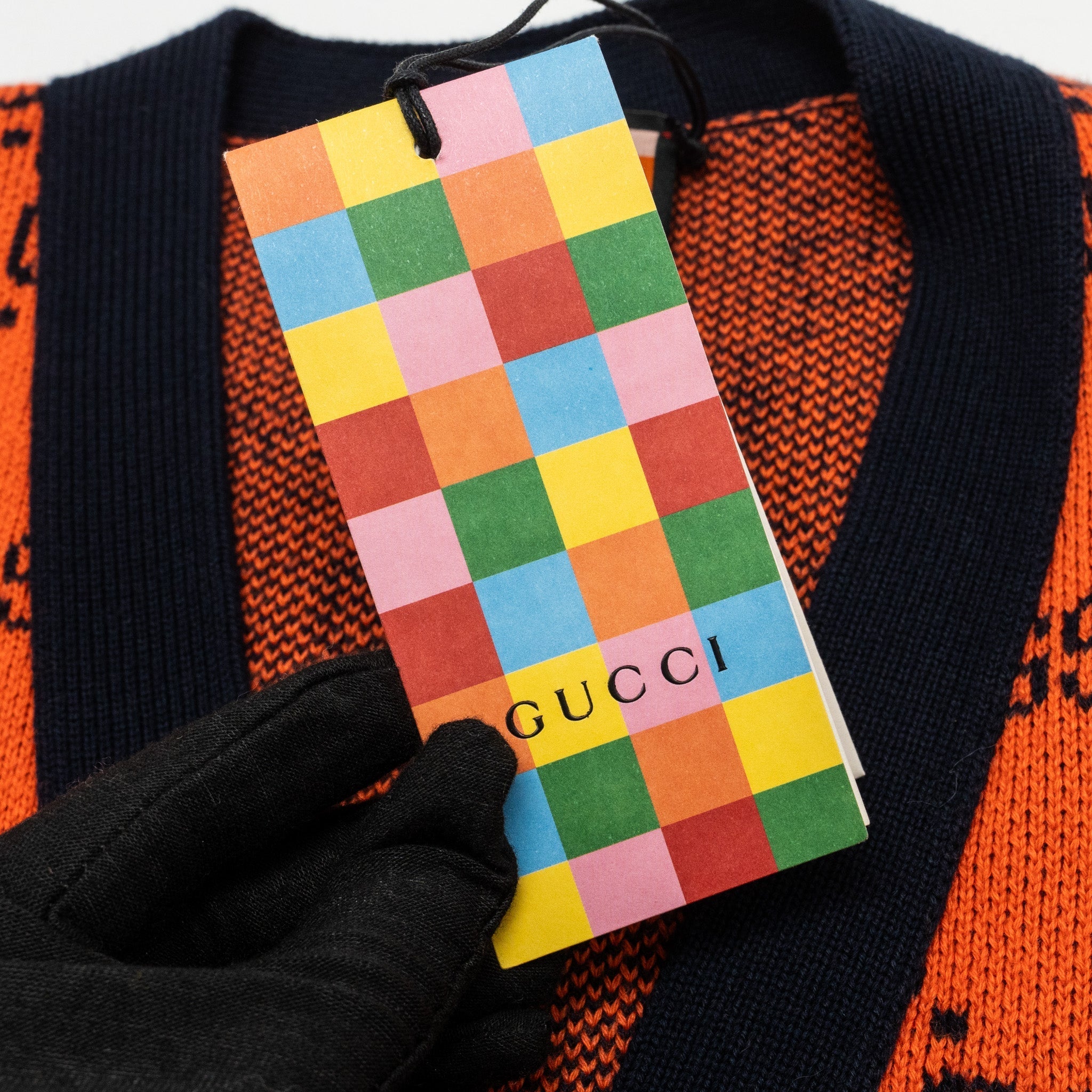 Gucci Size XS GG Jacquard igan Wool/Cotton Orange