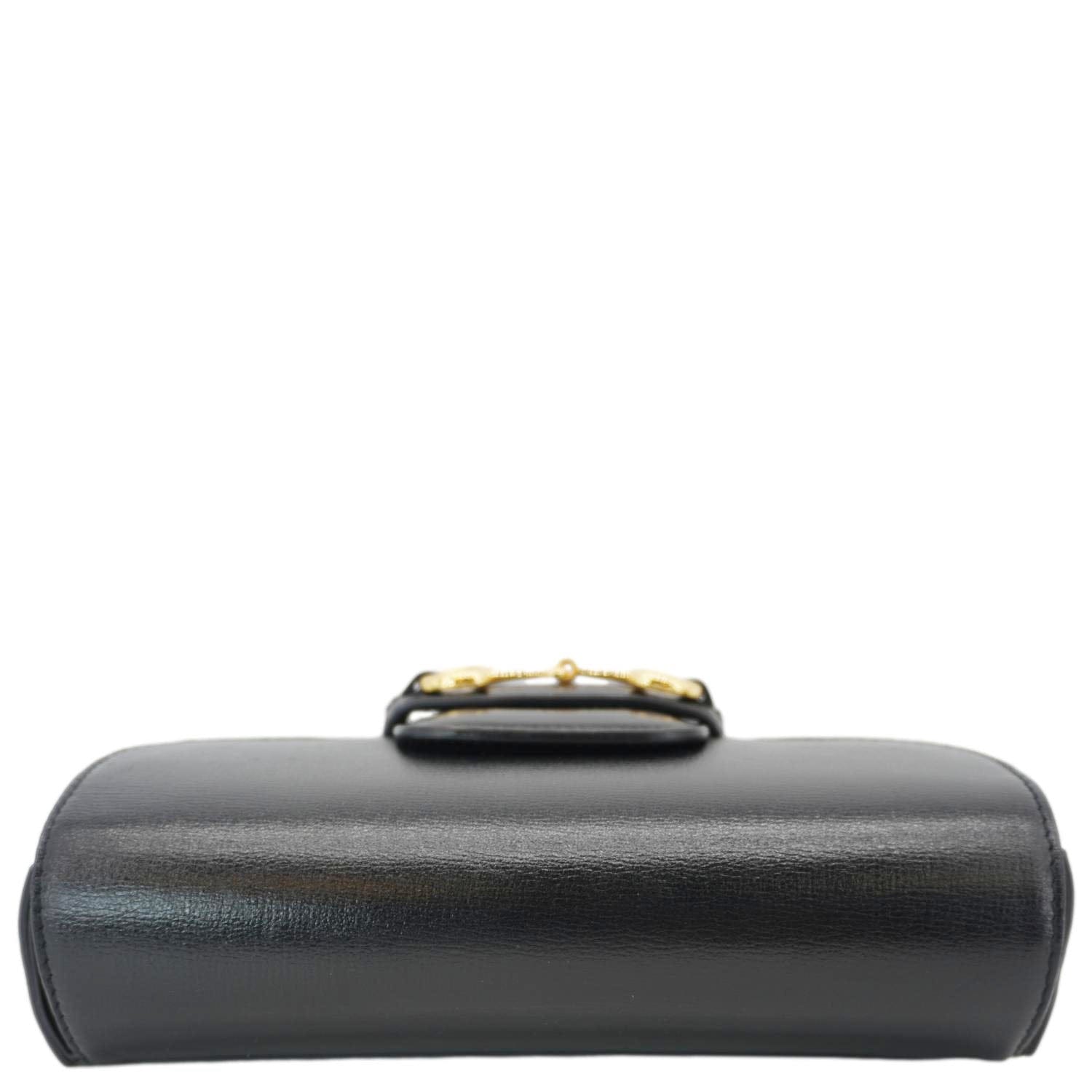 GUCCI Horsebit 1955 Flap Mini Leather Shoulder Bag Black 658574