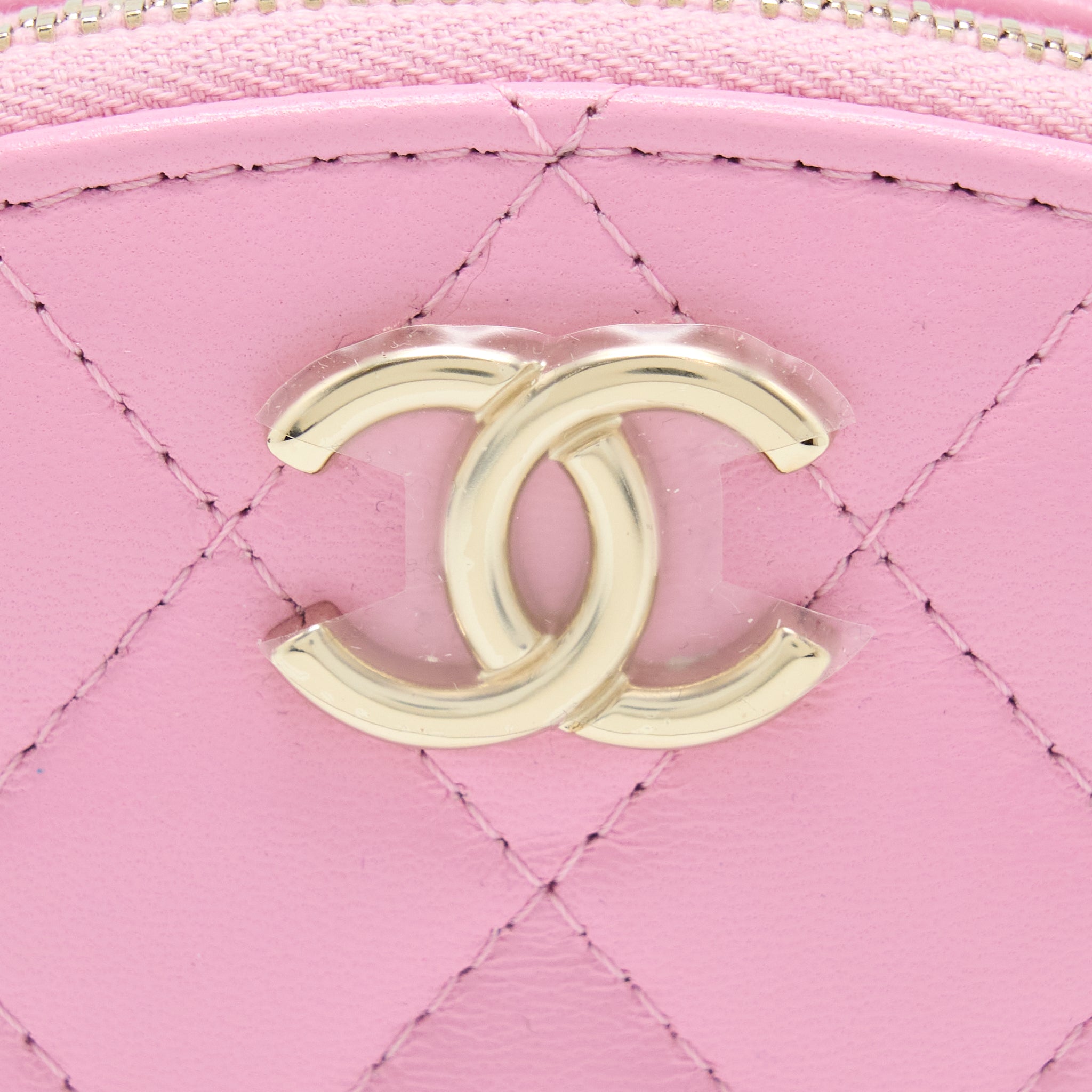 Chanel 22S Top Handle Mini Round Vanity Clutch Lambskin Pink L