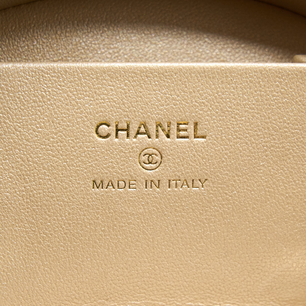 Chanel 22S Top Handle Mini Round Vanity Clutch Lambskin Pink L