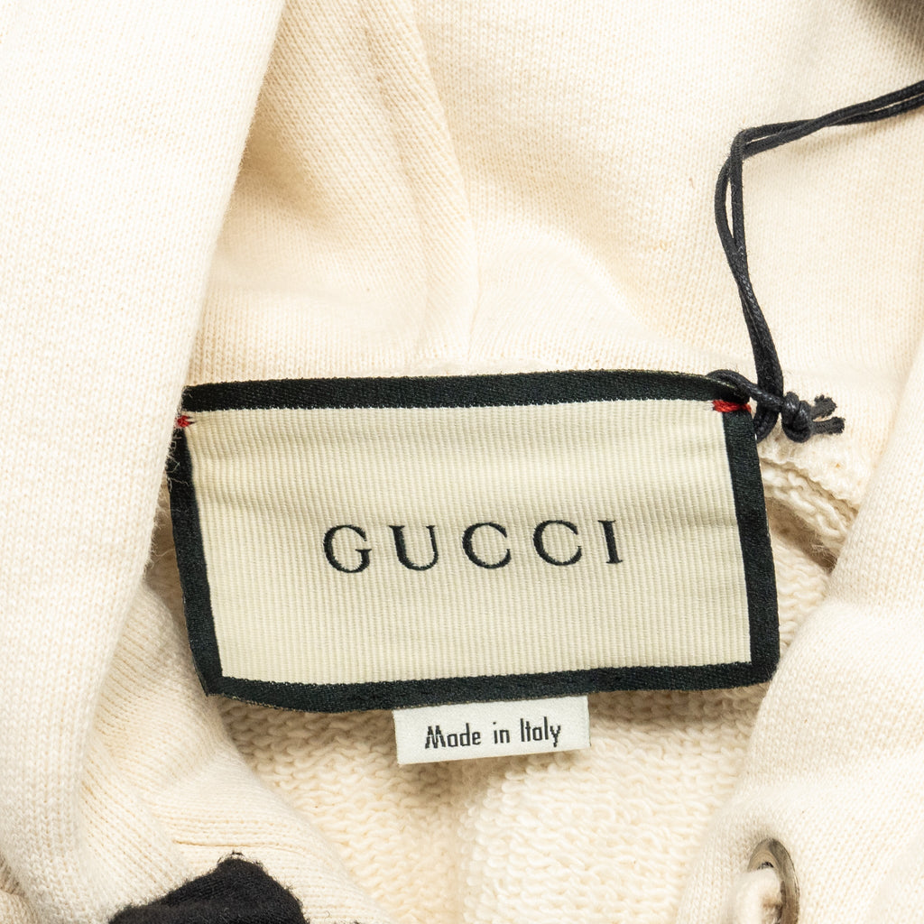 Gucci Size S Strawberry Printed Hoodie Cotton White/Multicolour