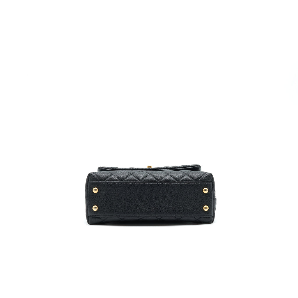 CHANEL MINI COCO HANDLE CAVIAR LEATHER WITH PYTHON HANDLE BLACK