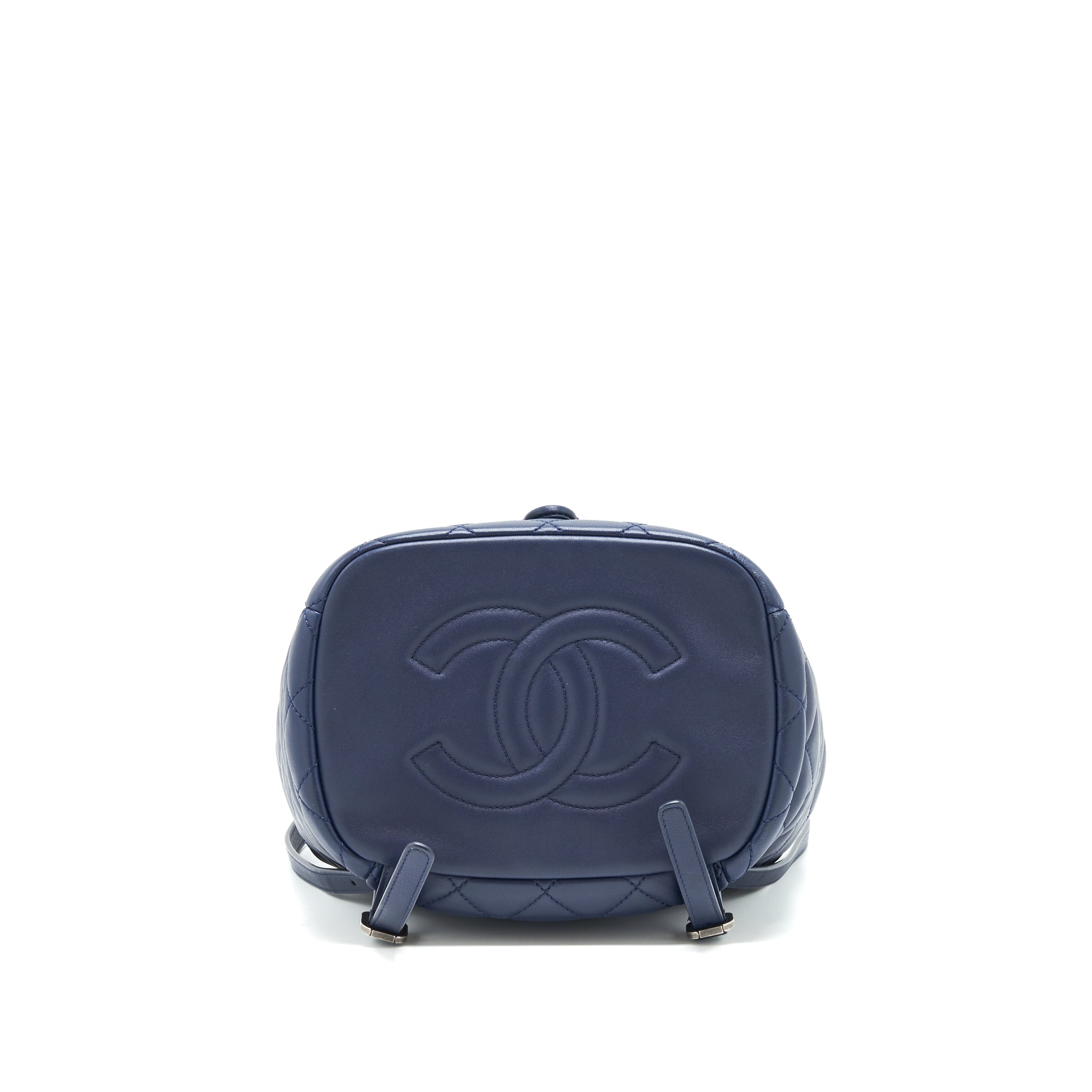 Chanel Quilted Backpack Navy Blue Ruthenium
