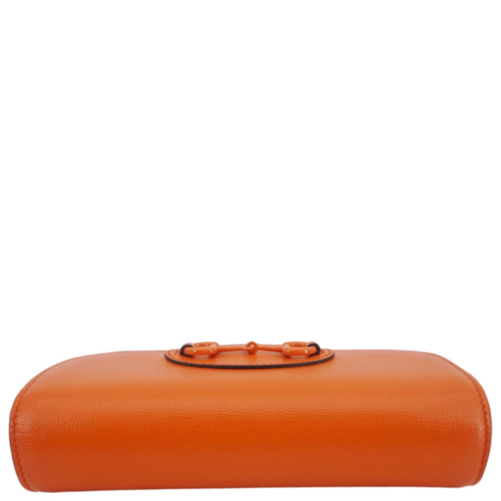 GUCCI Horsebit 1955 Mini Leather Shoulder Bag Orange 724713