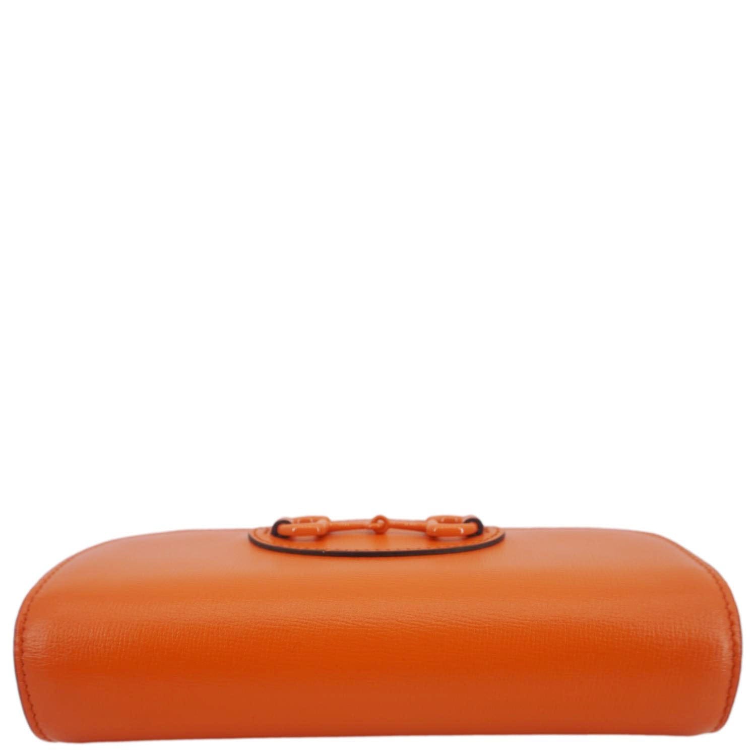 GUCCI Horsebit 1955 Mini Leather Shoulder Bag Orange 724713