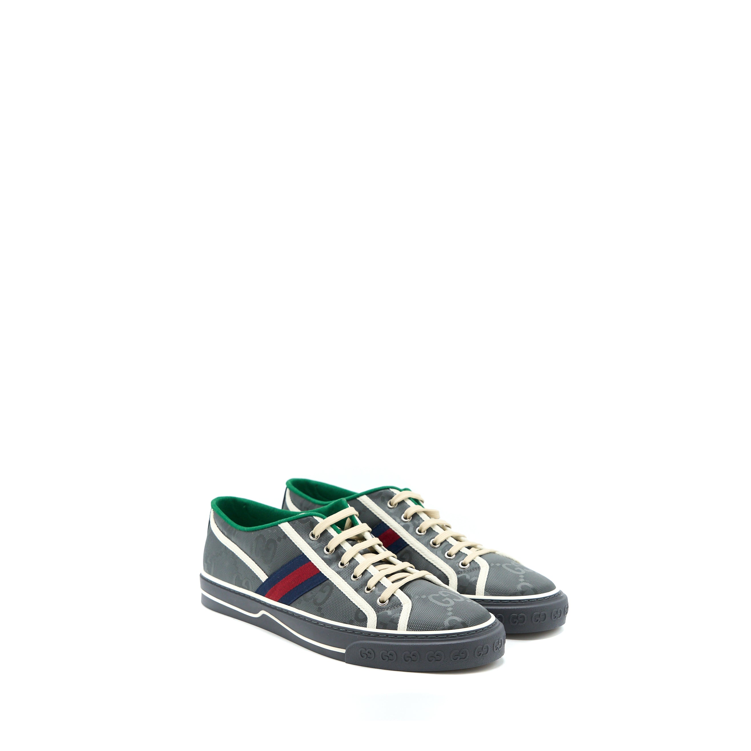 Gucci Size 10 Men�s Sneakers Off the Grid Webbing-Trimmed Monogrammed Econyl Canvas