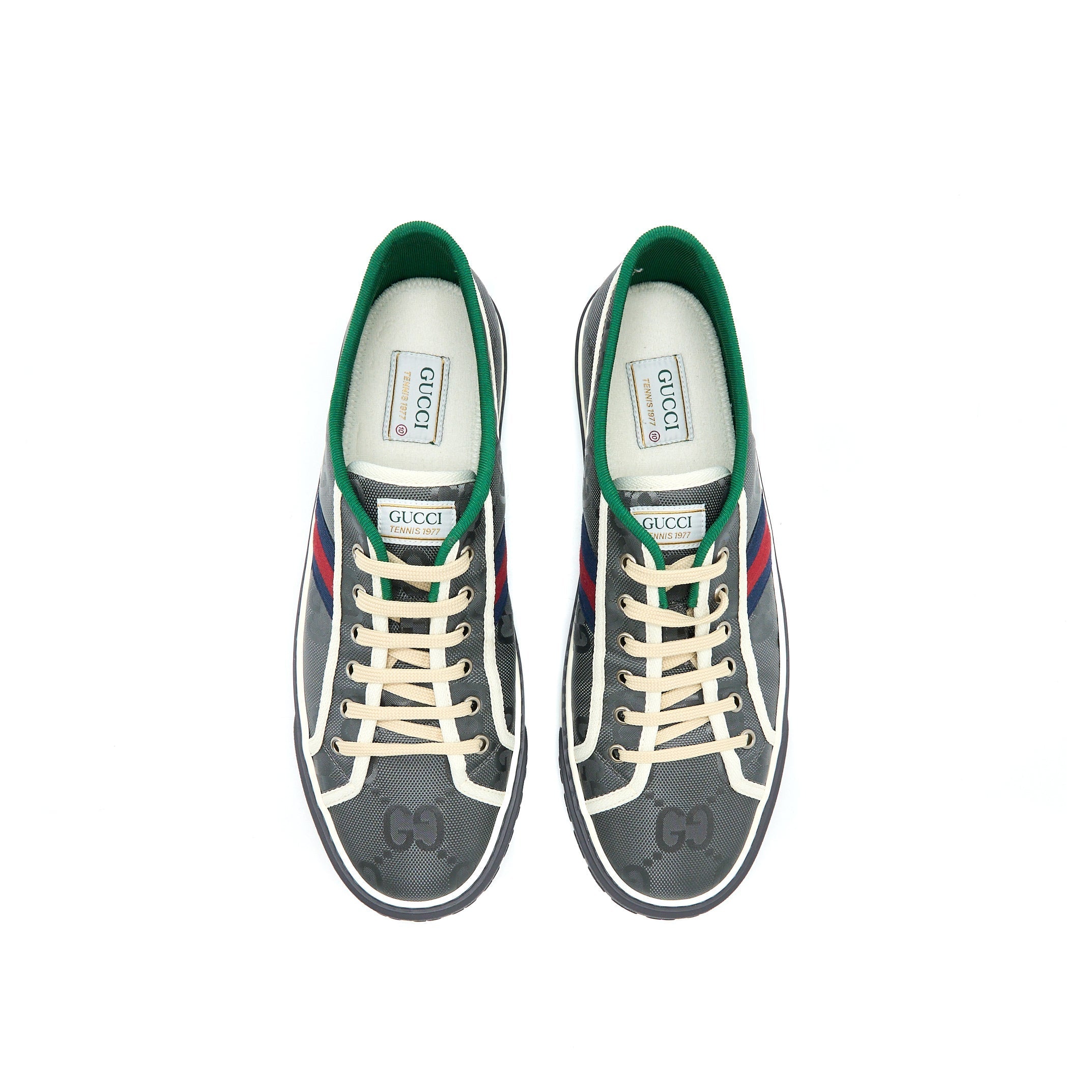 Gucci Size 10 Men�s Sneakers Off the Grid Webbing-Trimmed Monogrammed Econyl Canvas