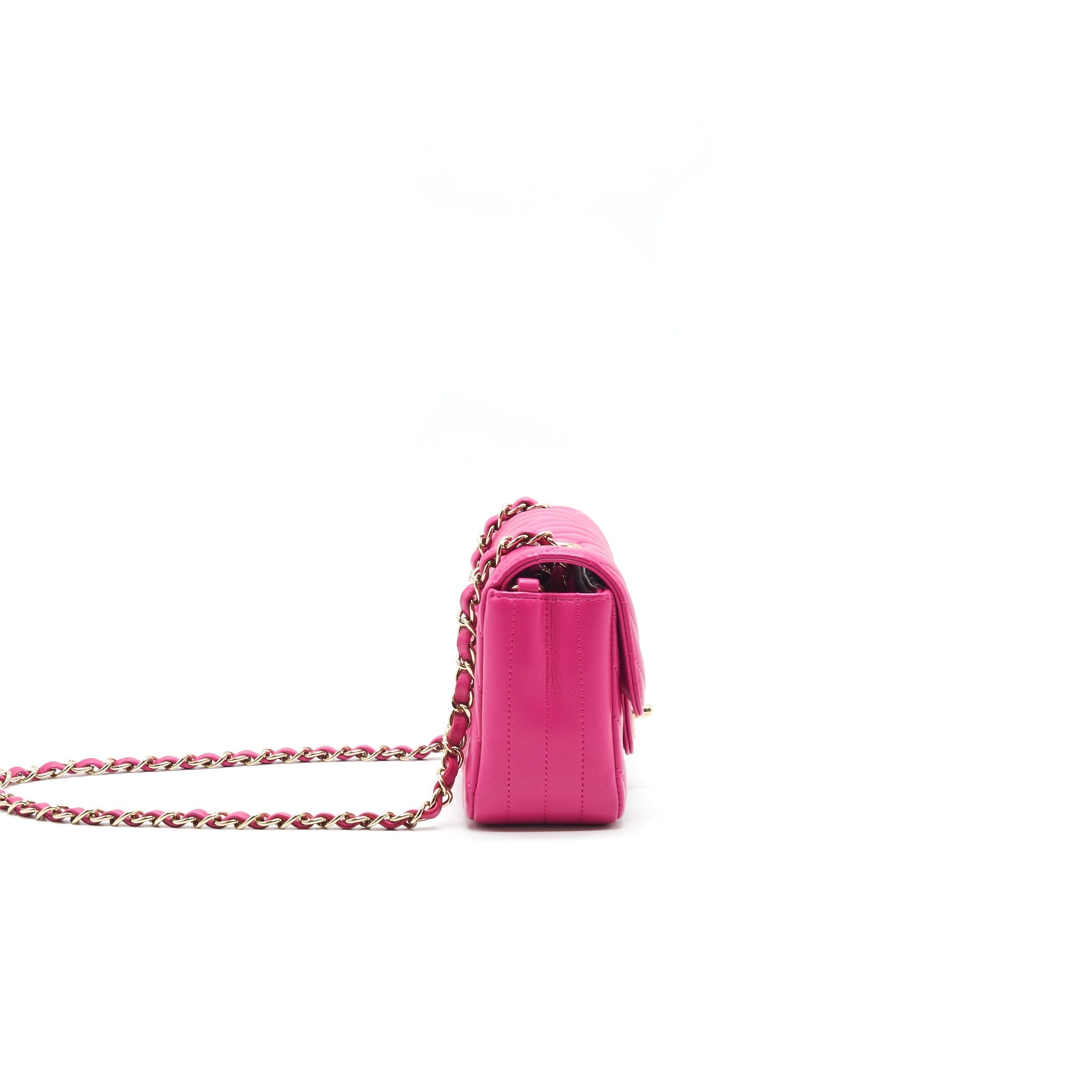 Chanel Chevron Mini Rectangular Flap Bag Pink with L