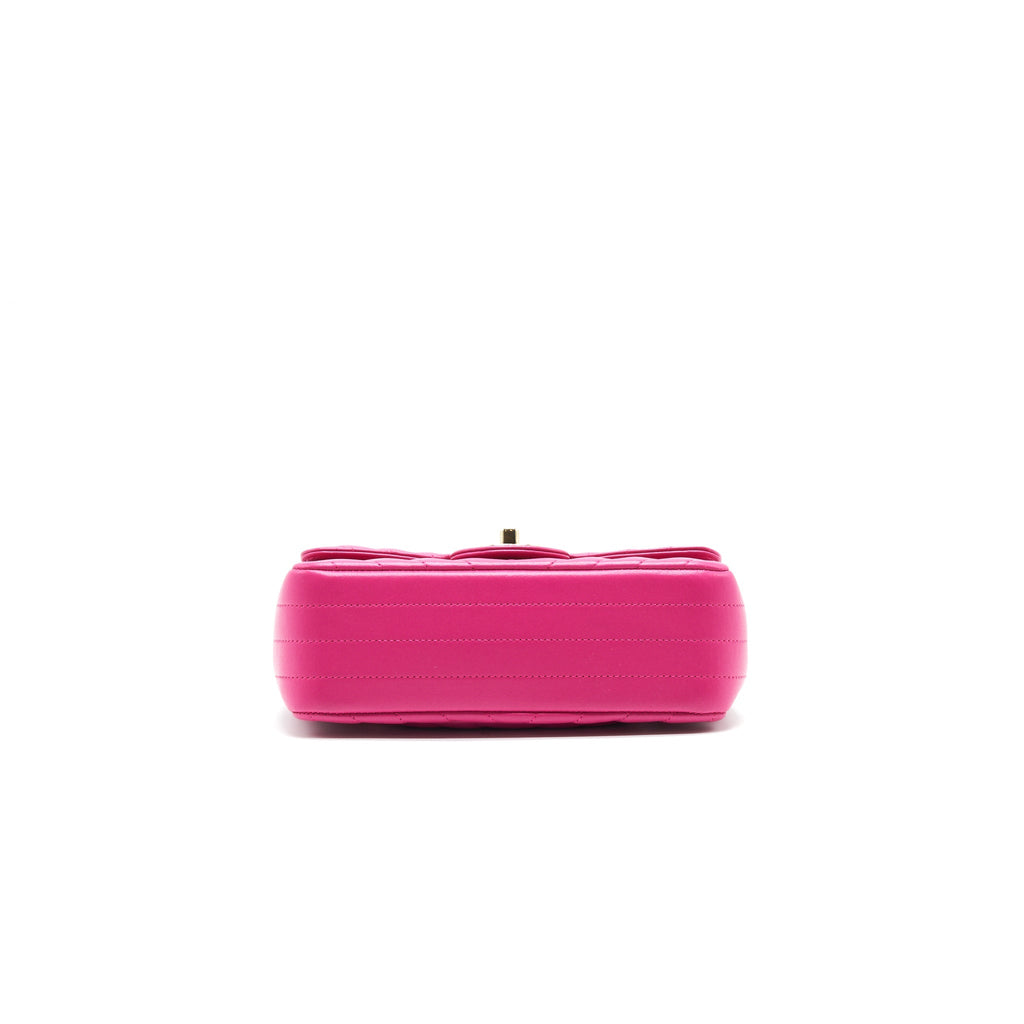 Chanel Chevron Mini Rectangular Flap Bag Pink with L