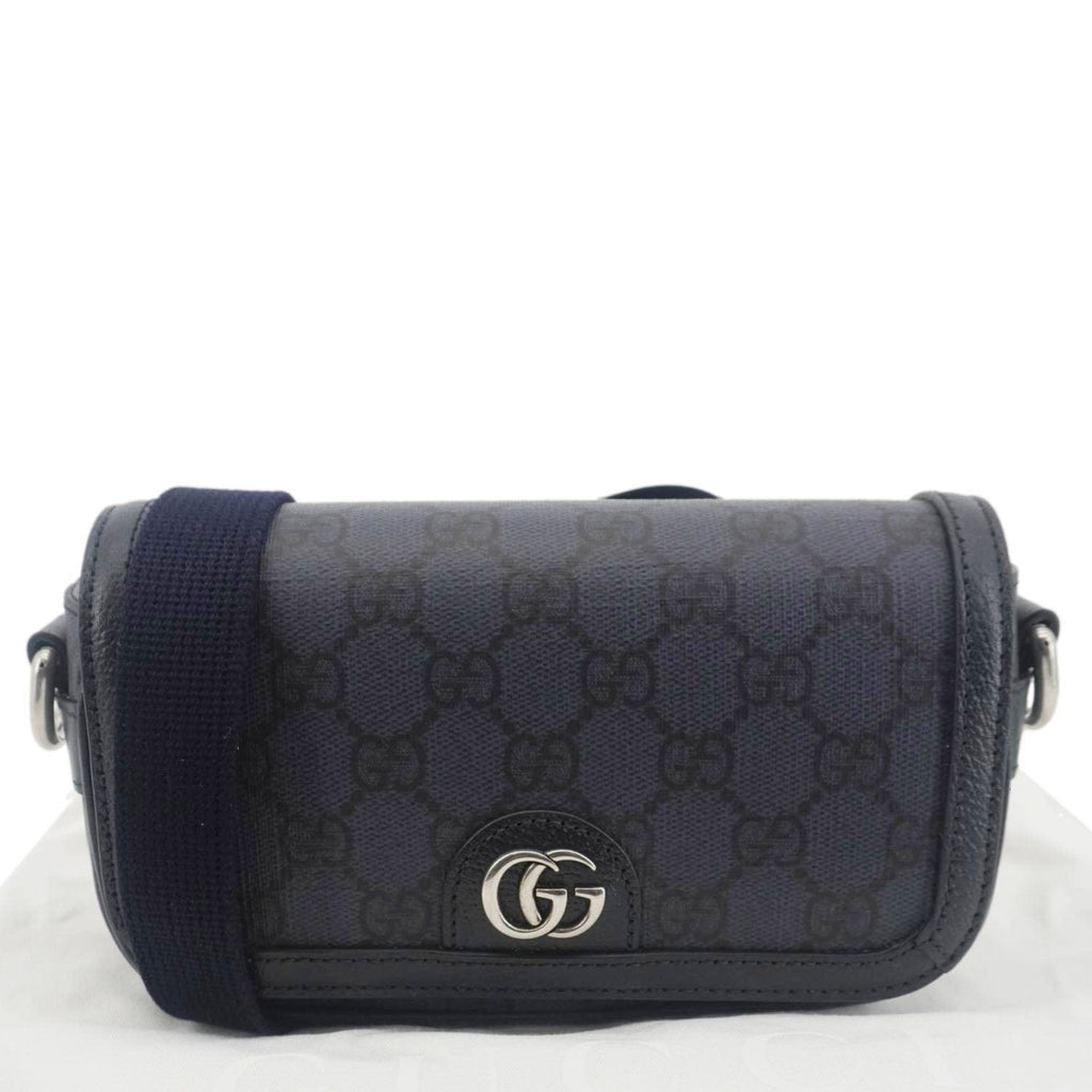 GUCCI Ophidia Super Mini GG Supreme Canvas Shoulder Bag Navy Blue 795466