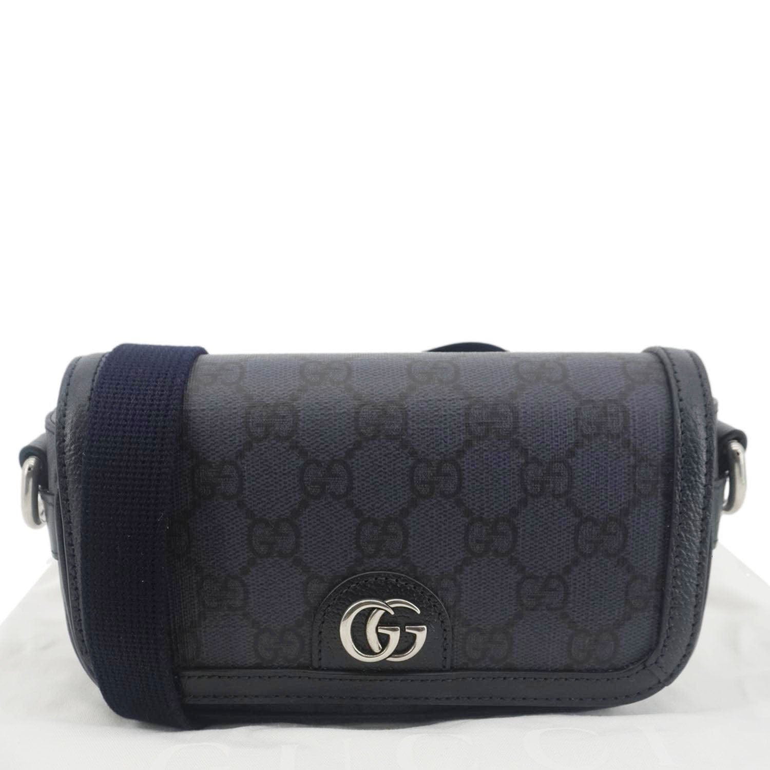 GUCCI Ophidia Super Mini GG Supreme Canvas Shoulder Bag Navy Blue 795466