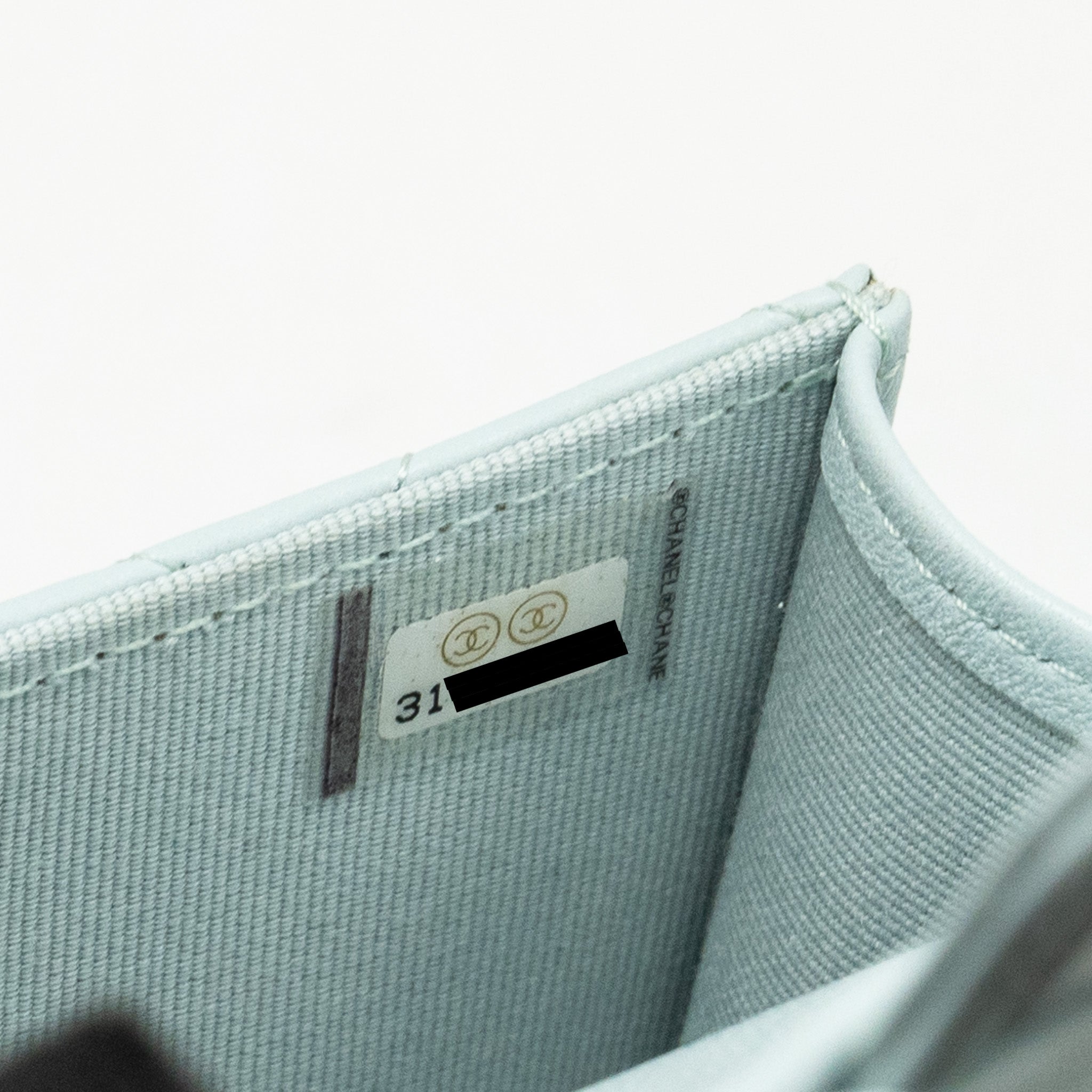 Chanel Top Handle Mini Flap Clutch with Chain Lambskin Light Blue L