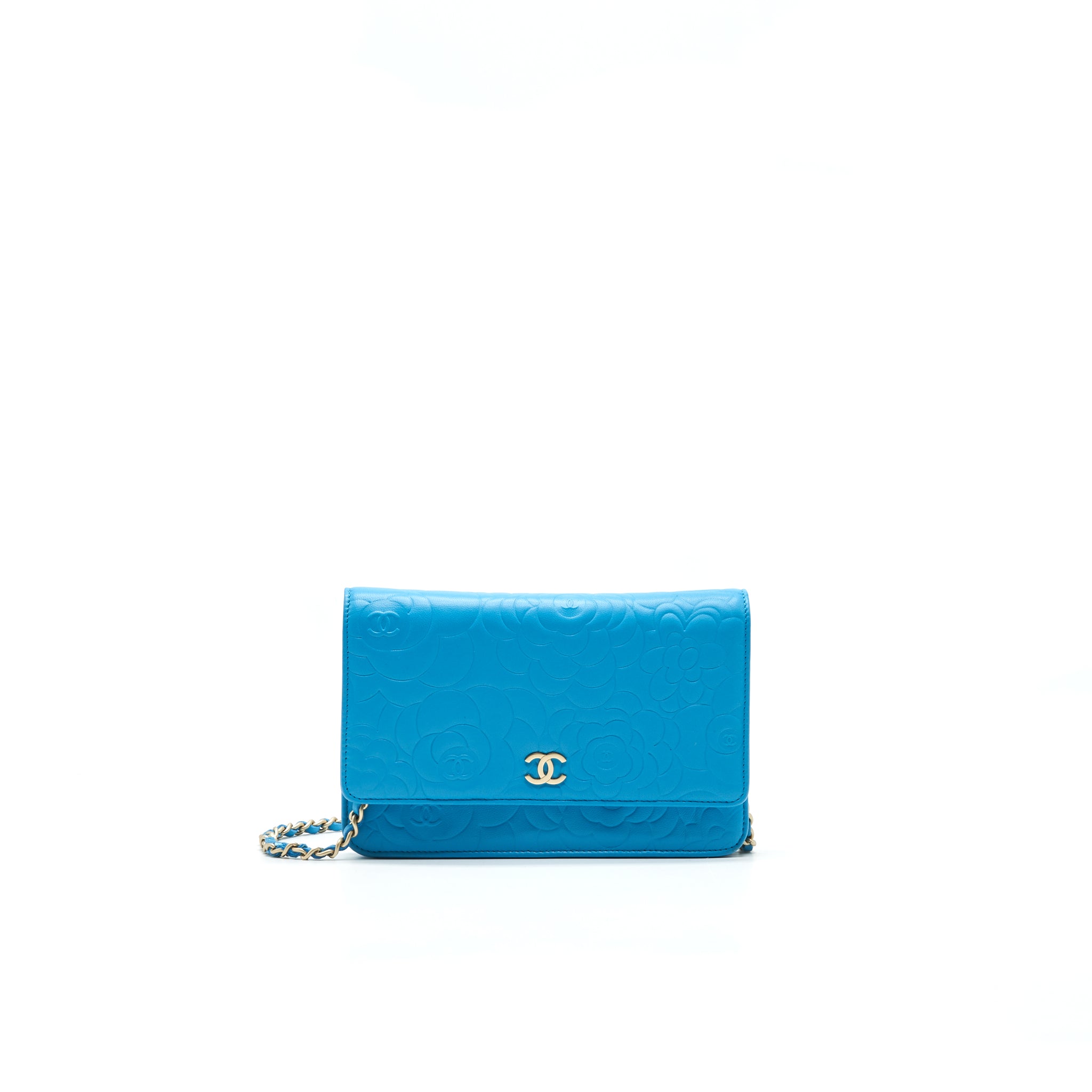 Chanel Camelia Wallet on Chain lambskin Blue