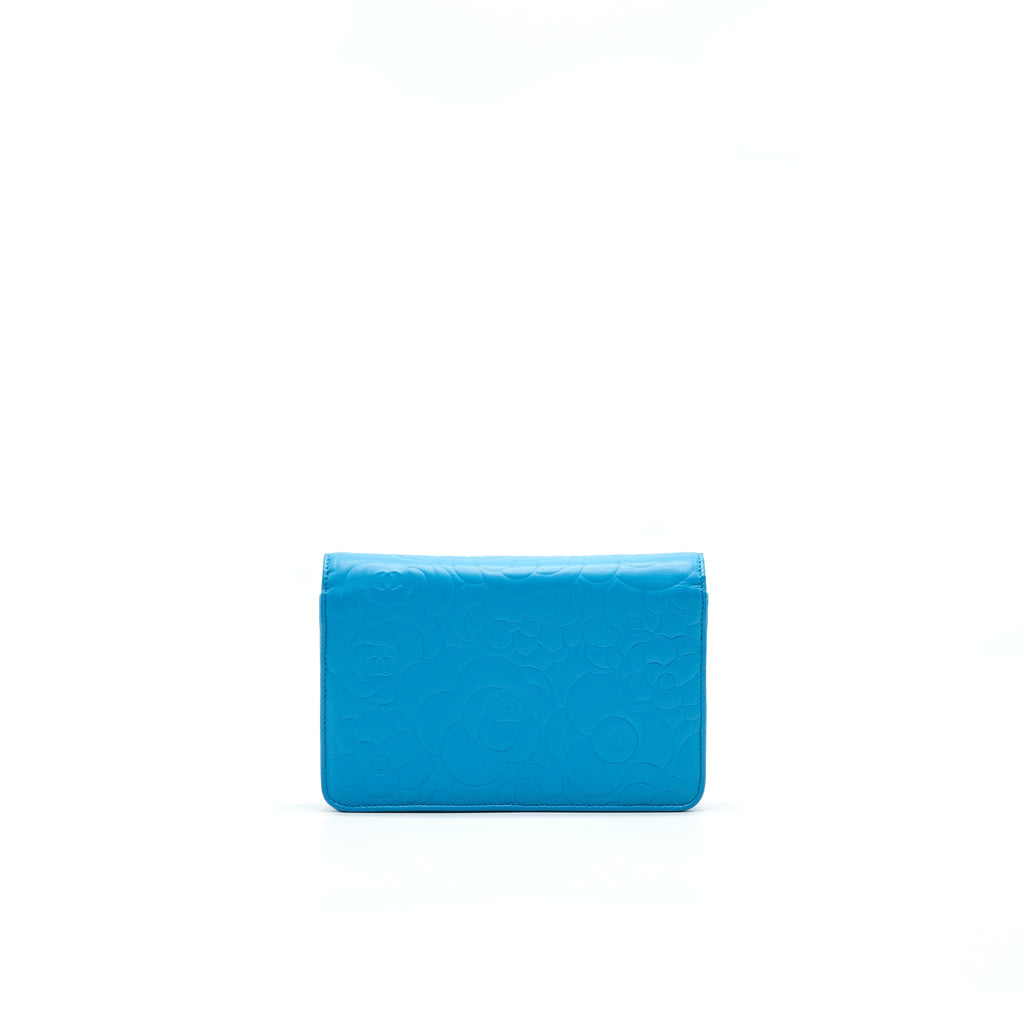 Chanel Camelia Wallet on Chain lambskin Blue