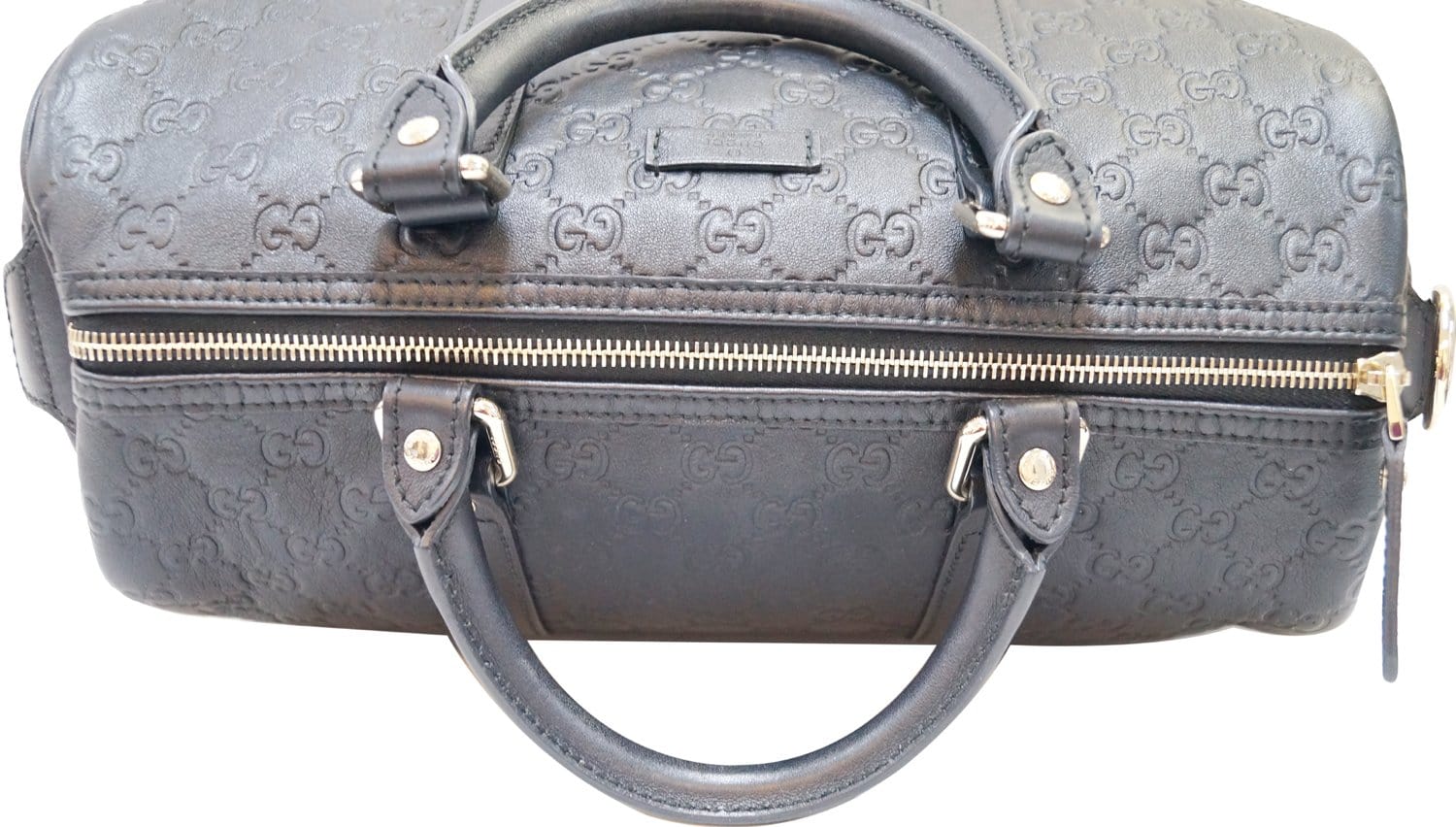 GUCCI 265697 GG Guccissima Leather Black Boston Bag
