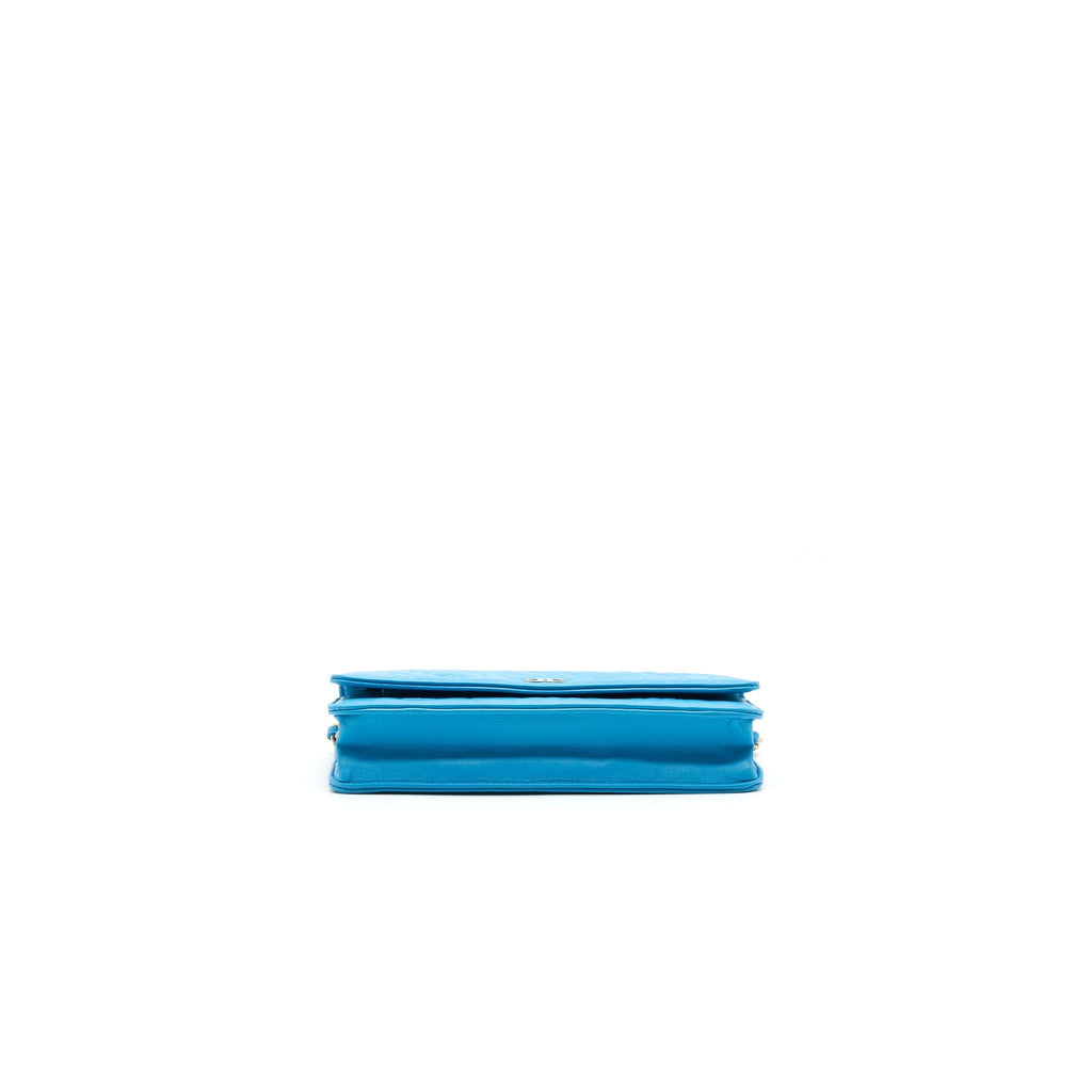 Chanel Camelia Wallet on Chain lambskin Blue