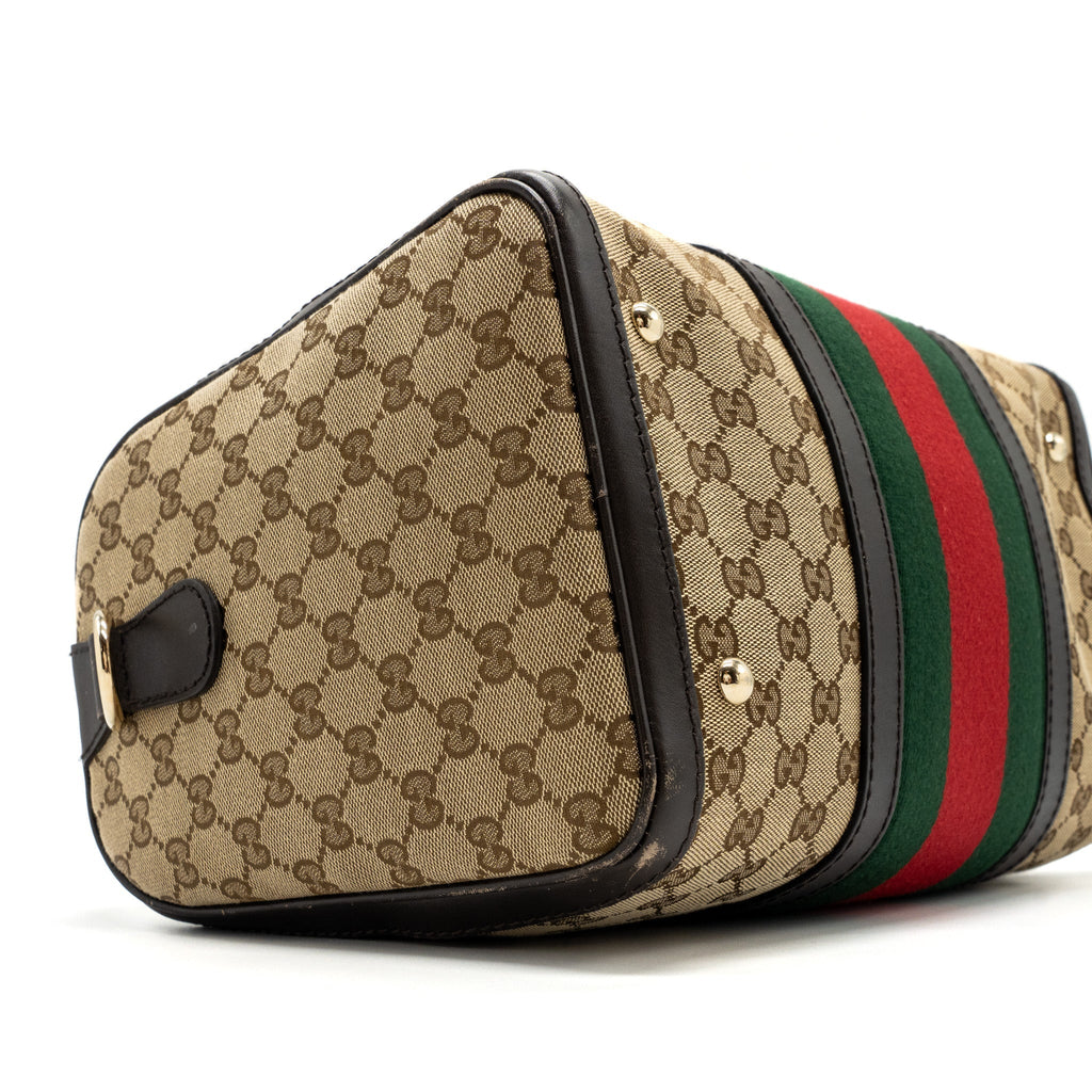 Gucci Boston Bag GG Supreme Canvas brown L