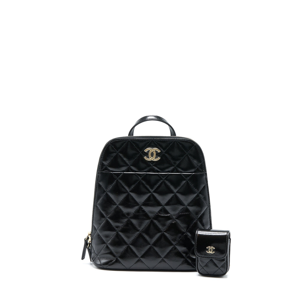 Chanel 22A Backpack Patent Black L (Microchip)
