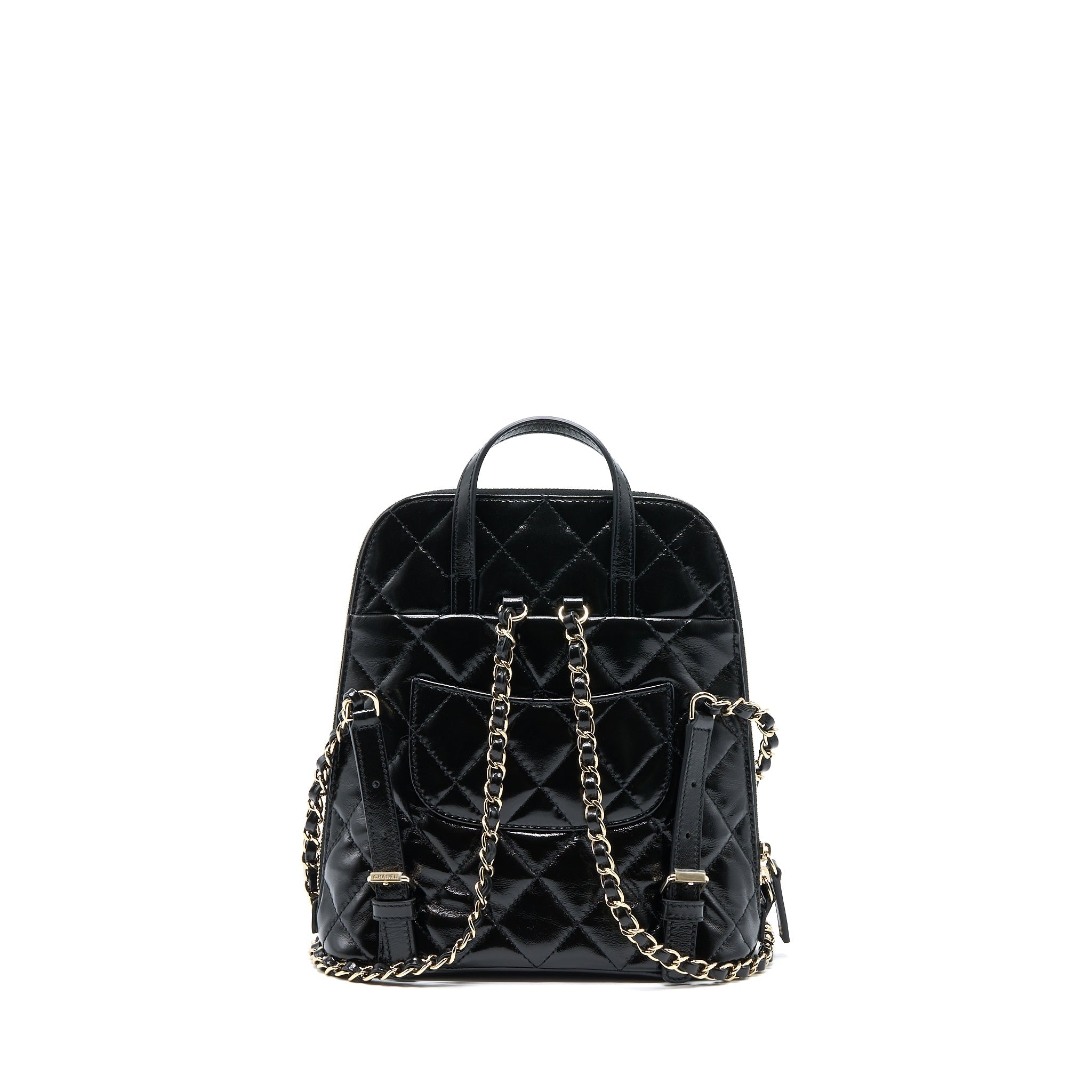 Chanel 22A Backpack Patent Black L (Microchip)