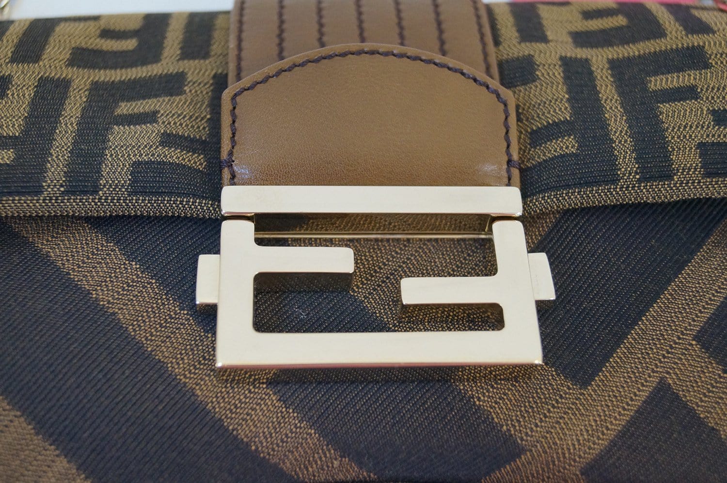 Fendi Zucca Canvas Leather Brown Shoulder Bag - Final Call