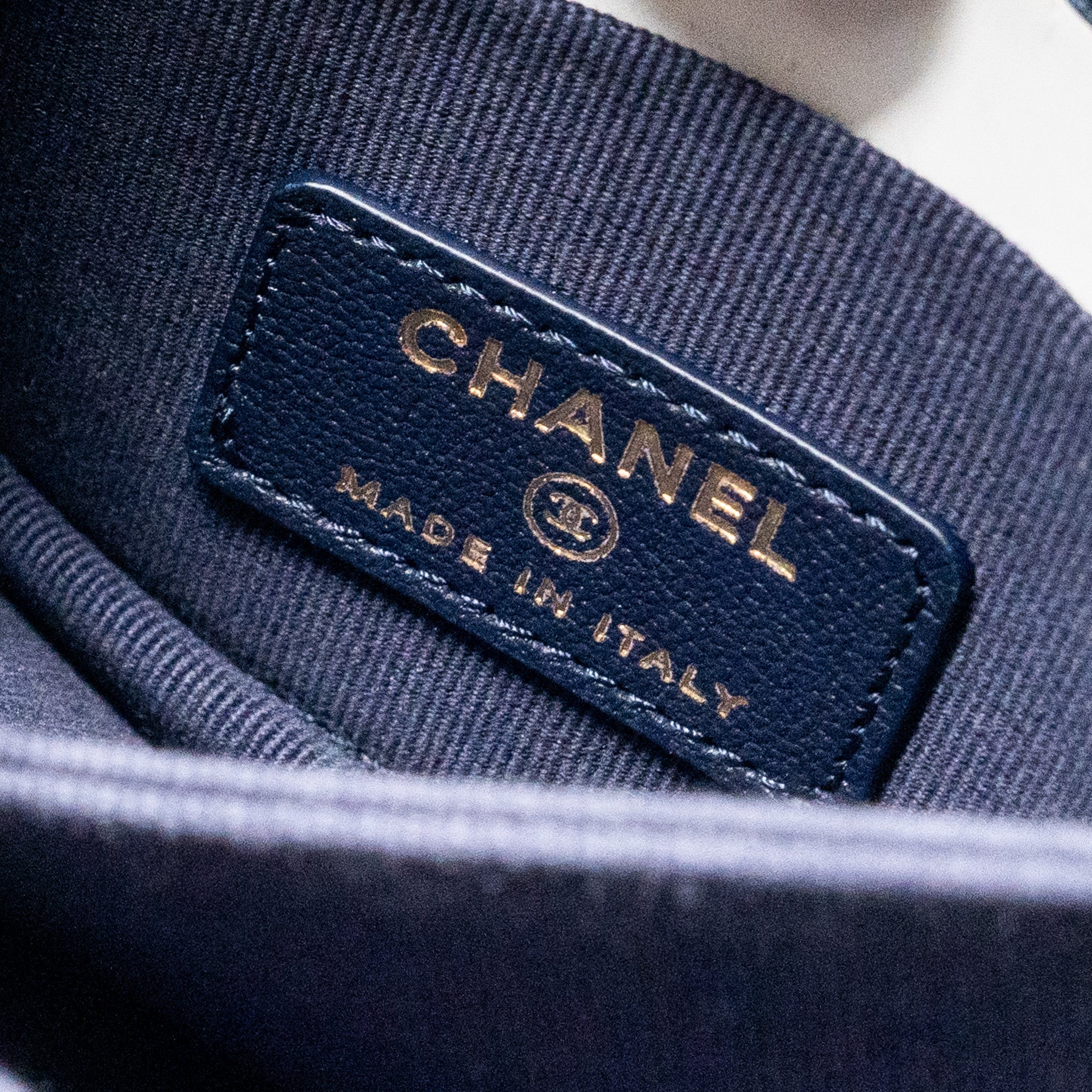 Chanel top handle mini flap Clutch Lambskin Navy L (microchip)
