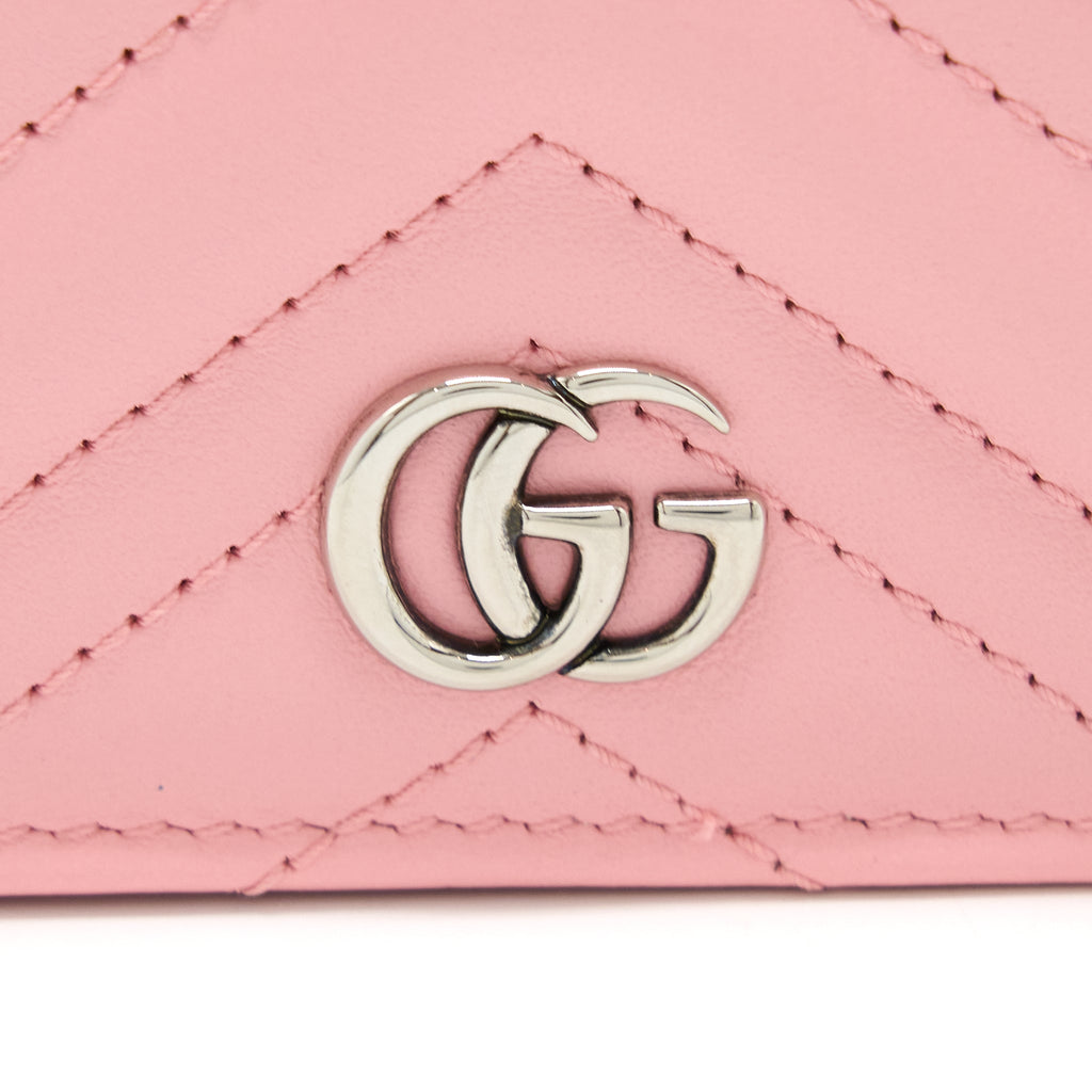 Gucci Marmont  Holder with Chain Calfskin Pink SHW