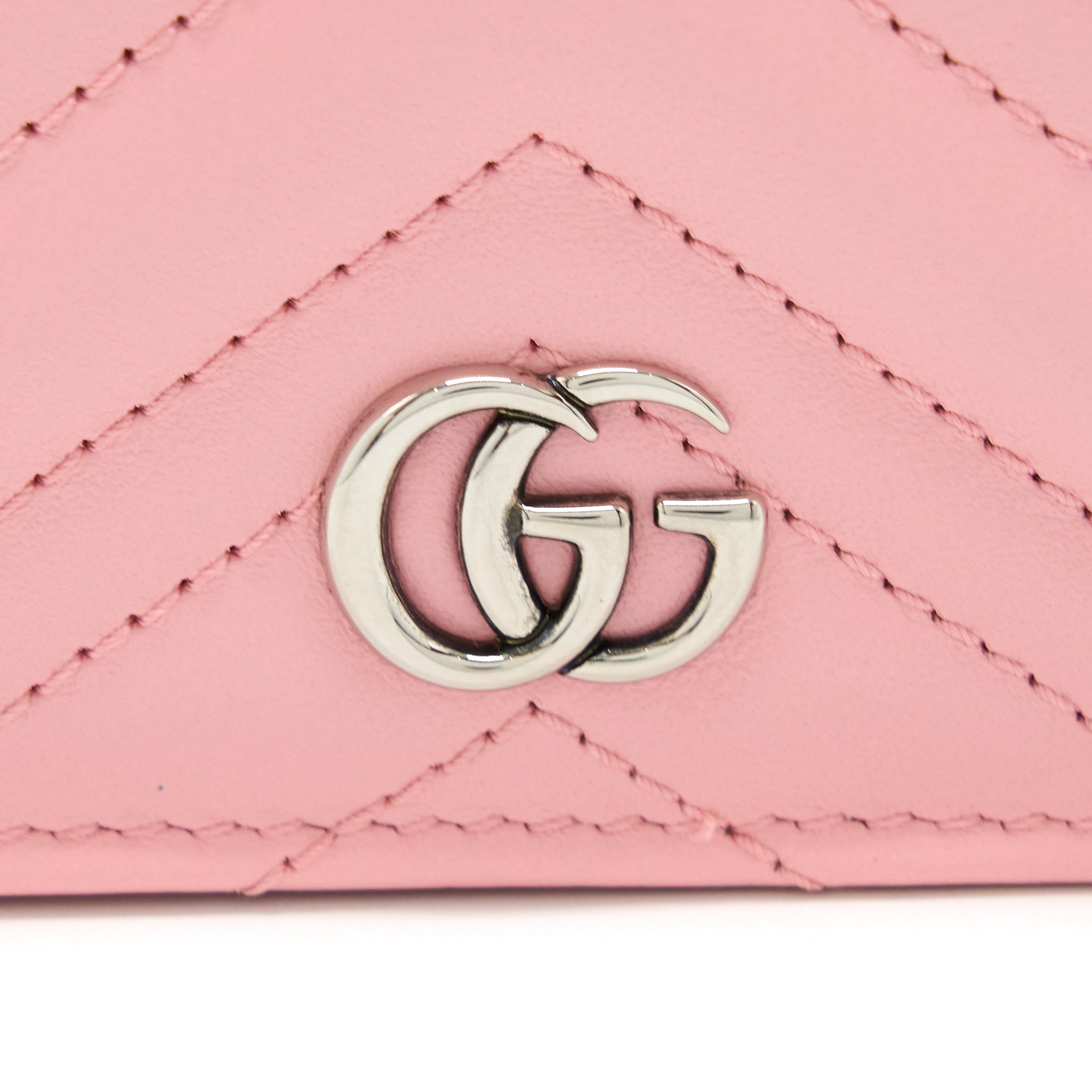 Gucci Marmont  Holder with Chain Calfskin Pink SHW