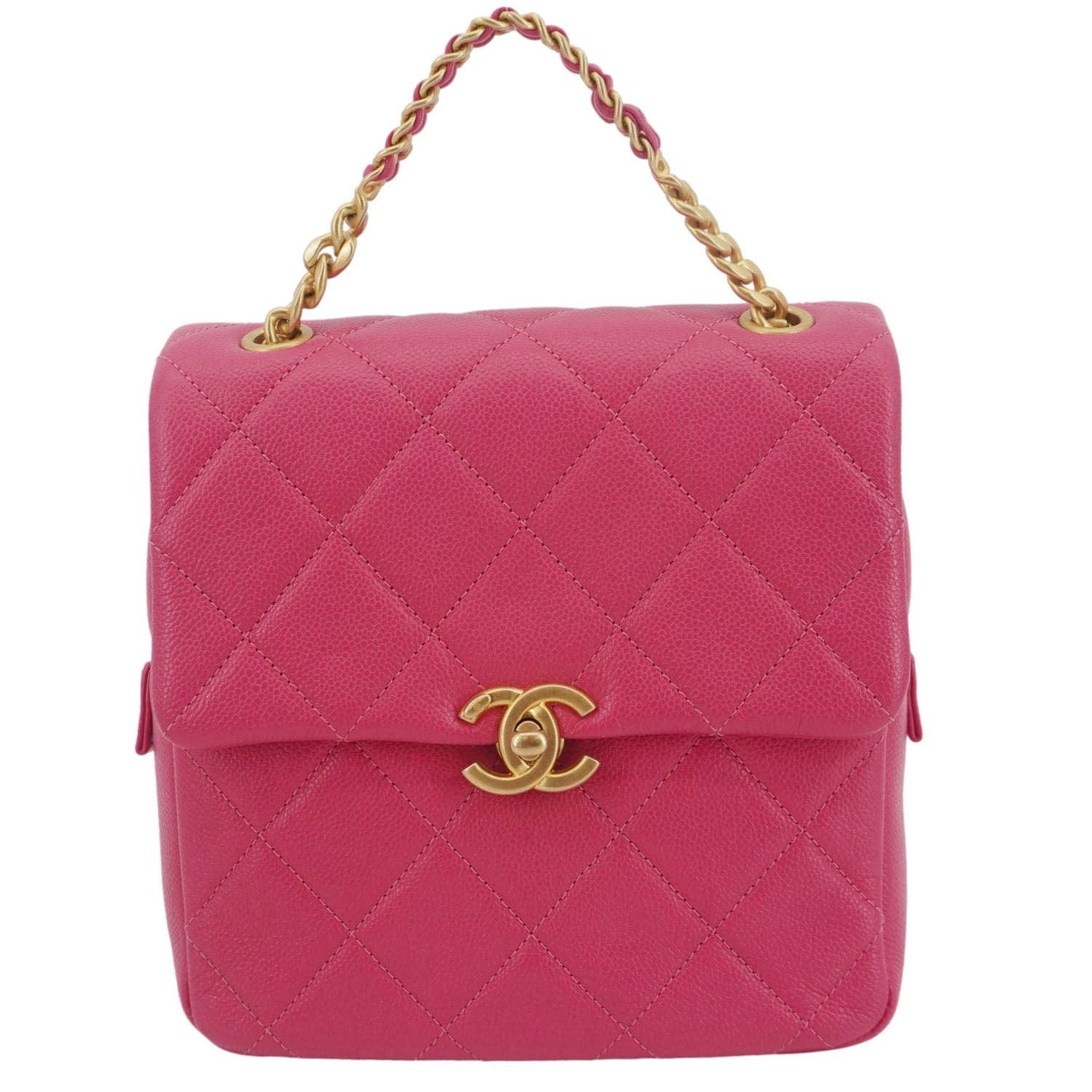 CHANEL Multi Chain Quilted Caviar Leather Backpack Pink