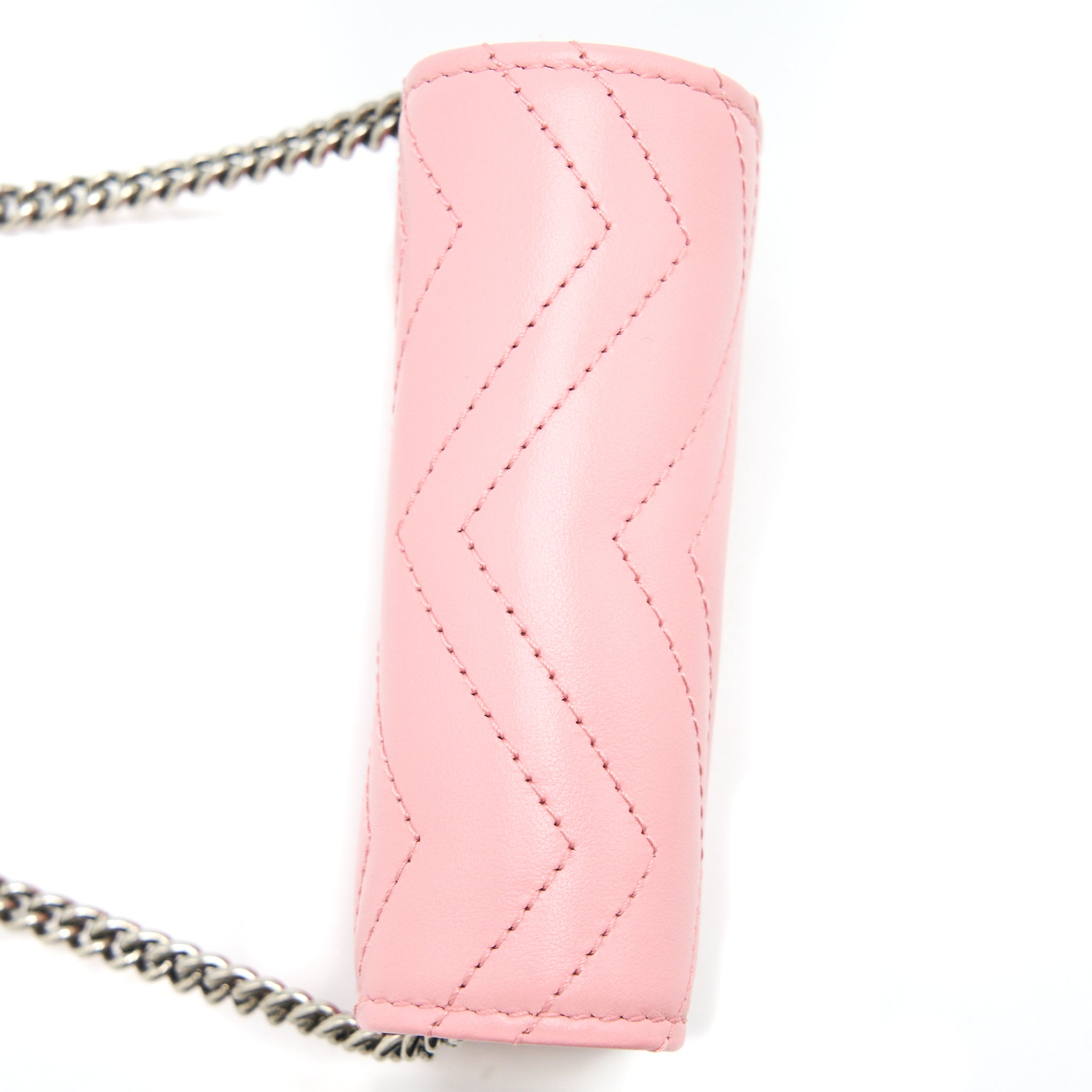 Gucci Marmont  Holder with Chain Calfskin Pink SHW
