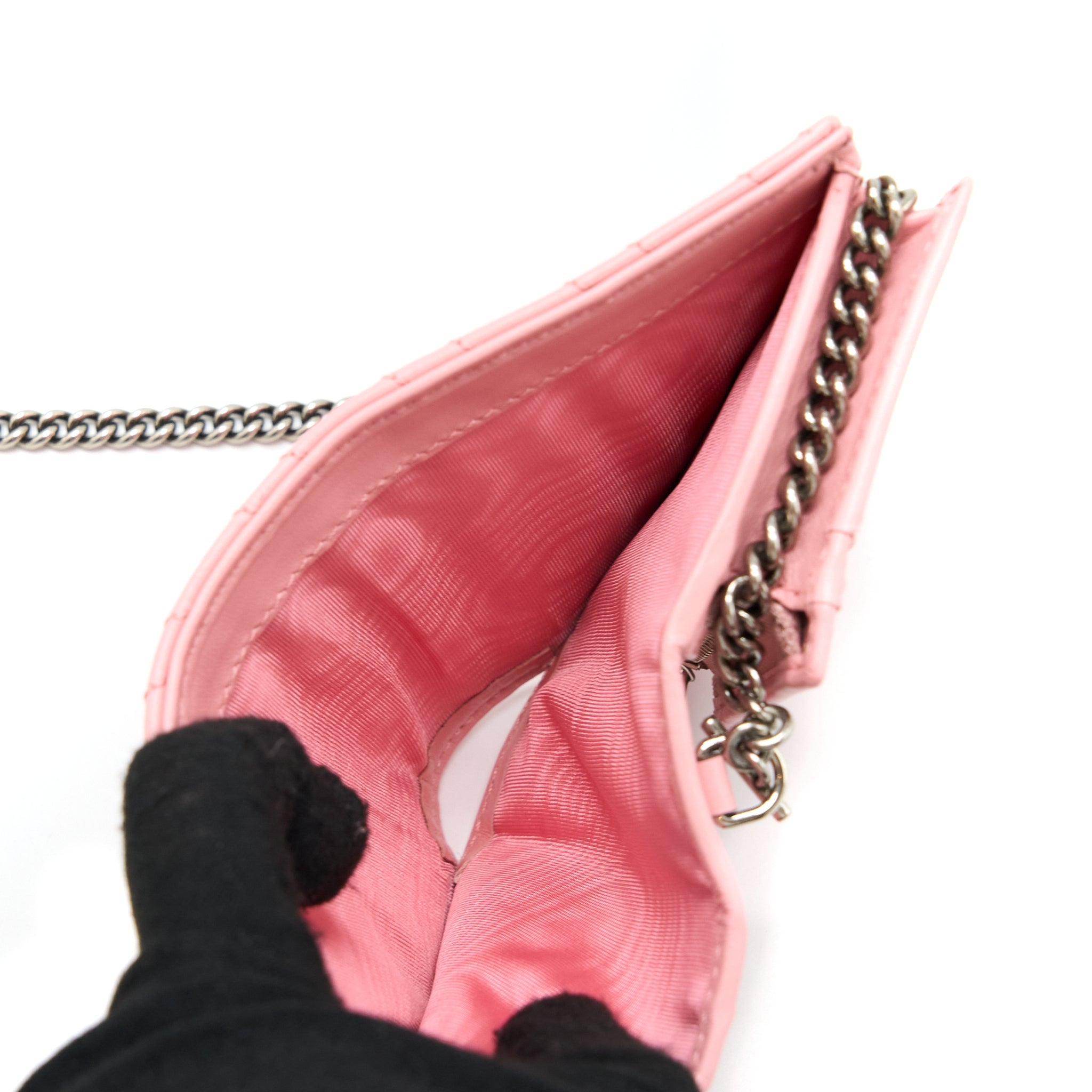 Gucci Marmont  Holder with Chain Calfskin Pink SHW