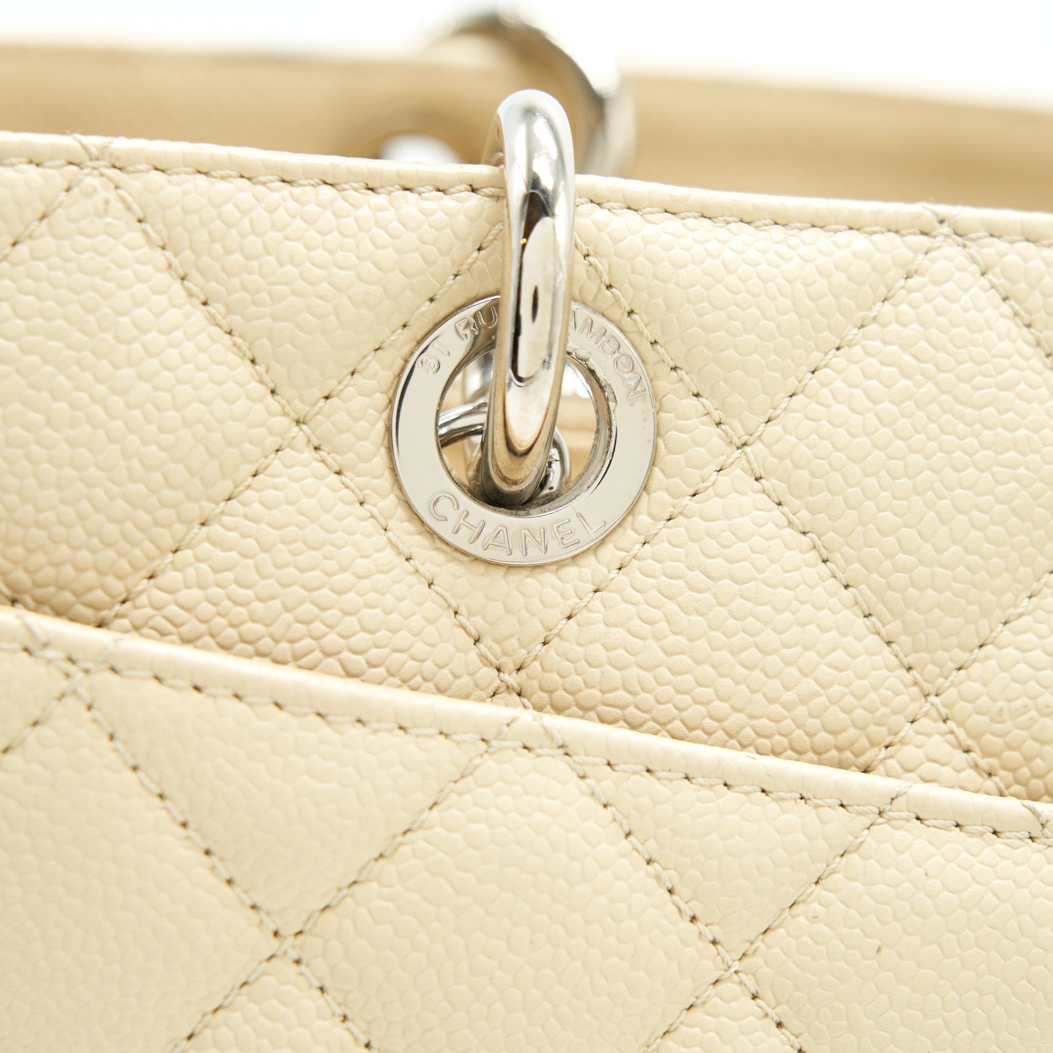 CHANEL GRANT SHOPPING TOTE BAG XL GST CREAM CAVIAR