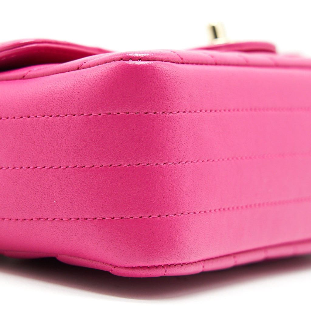 Chanel Chevron Mini Rectangular Flap Bag Pink with L