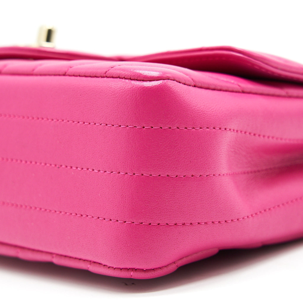 Chanel Chevron Mini Rectangular Flap Bag Pink with L