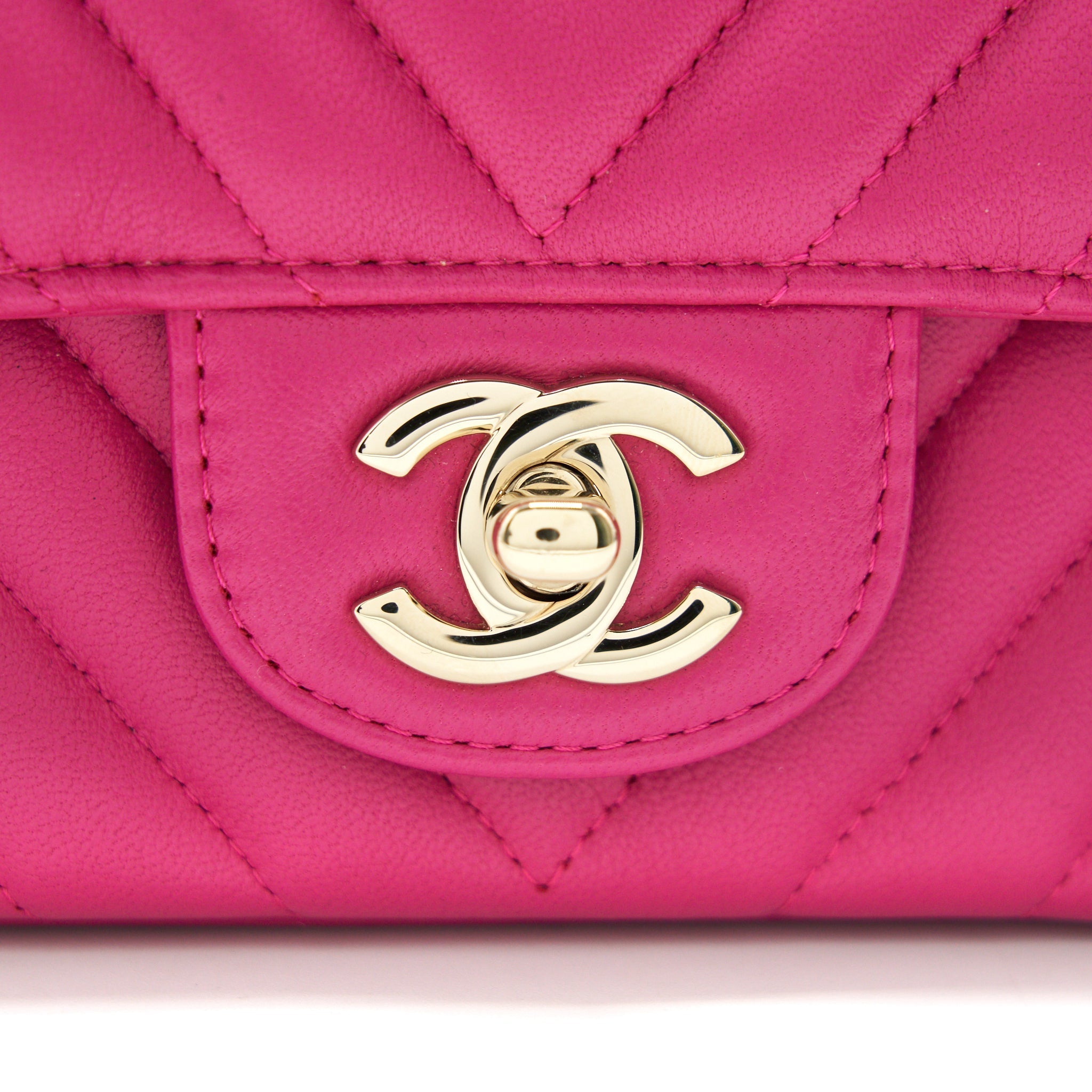 Chanel Chevron Mini Rectangular Flap Bag Pink with L