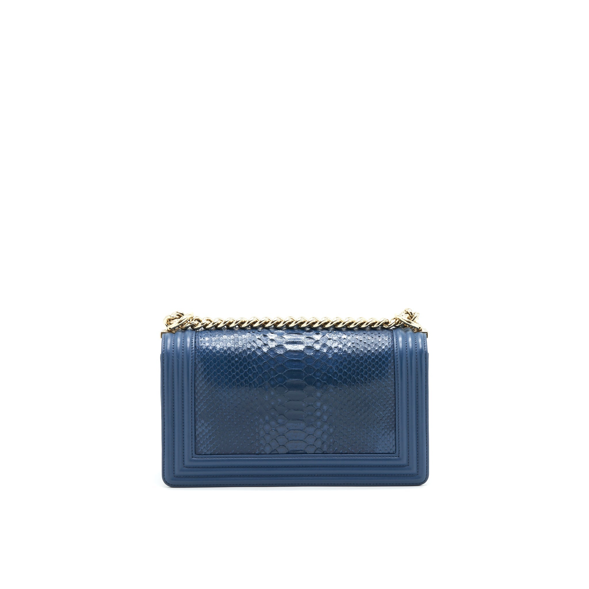 Chanel Medium Boy flap Bag Python Leather Blue L