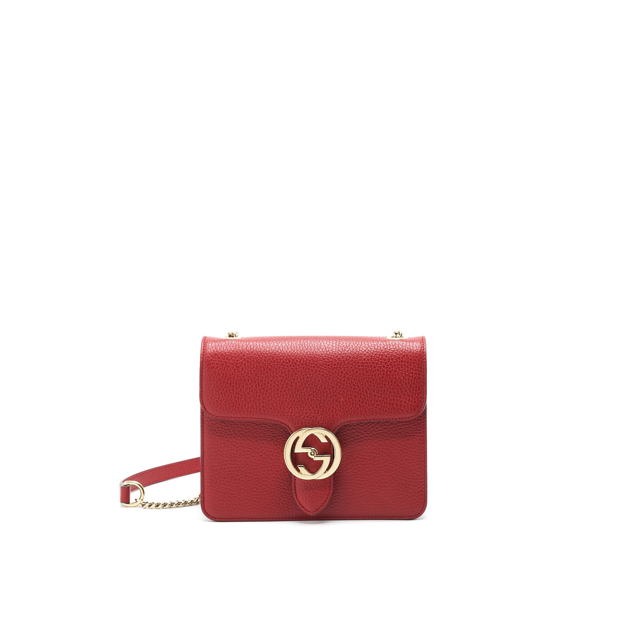 Gucci GG Interlocking Small Chain crossbody Bag Red with L