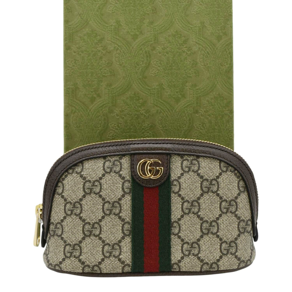 GUCCI Ophidia GG Medium Supreme Canvas Cosmetic Case Beige 625550