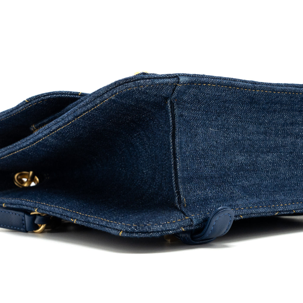 Chanel 23S flap backpack denim blue with  (microchip)