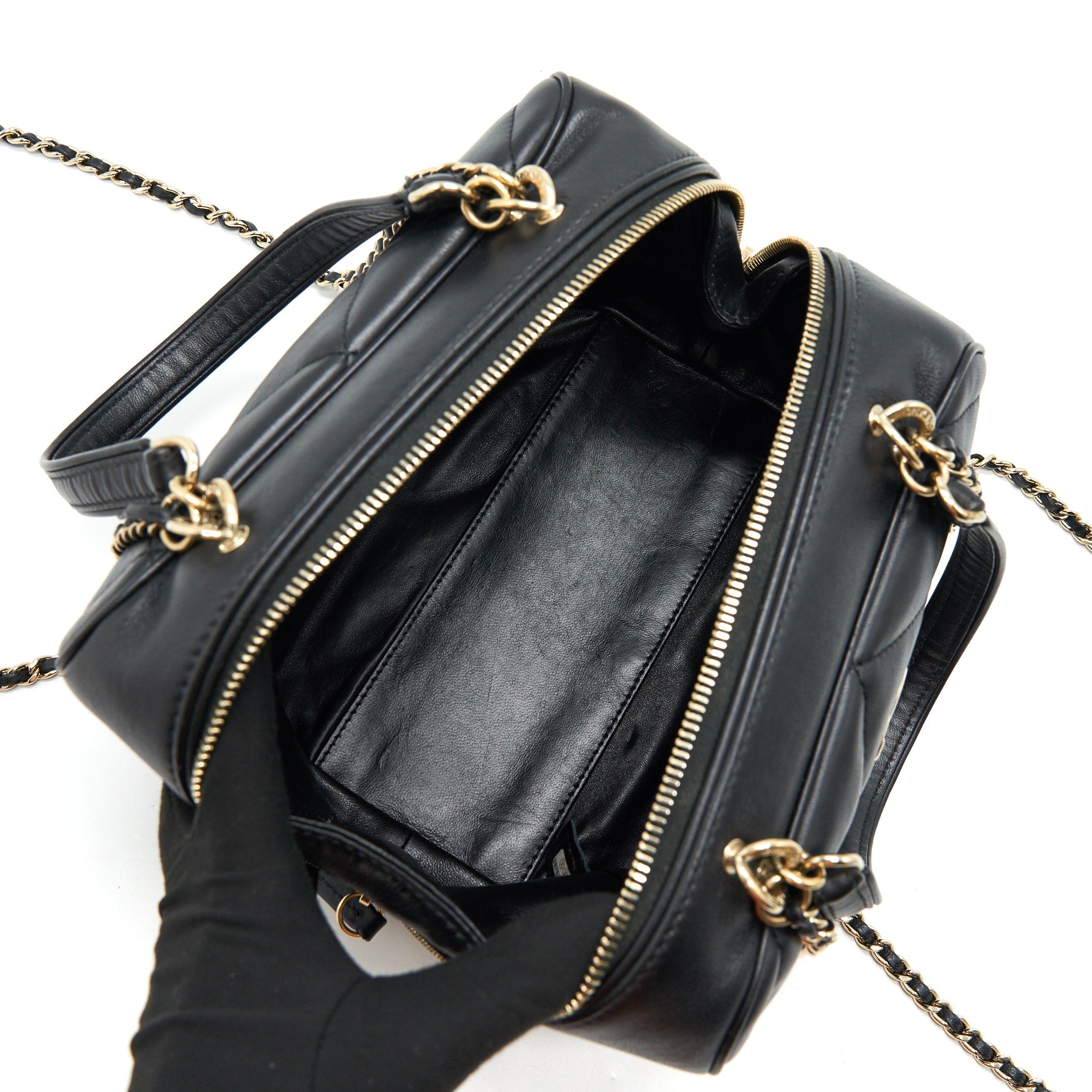 Chanel Black Lambskin Bowling Bag