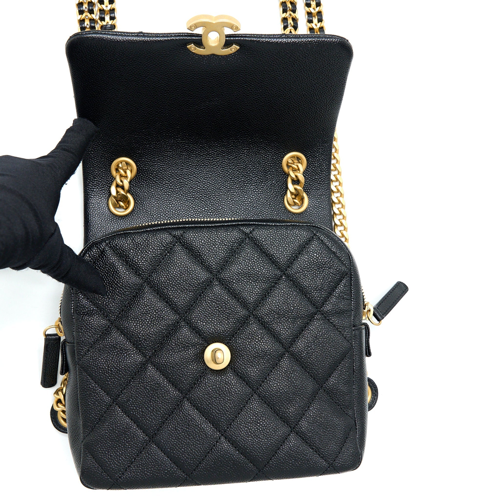 Chanel 22P Flap Backpack Caviar Black