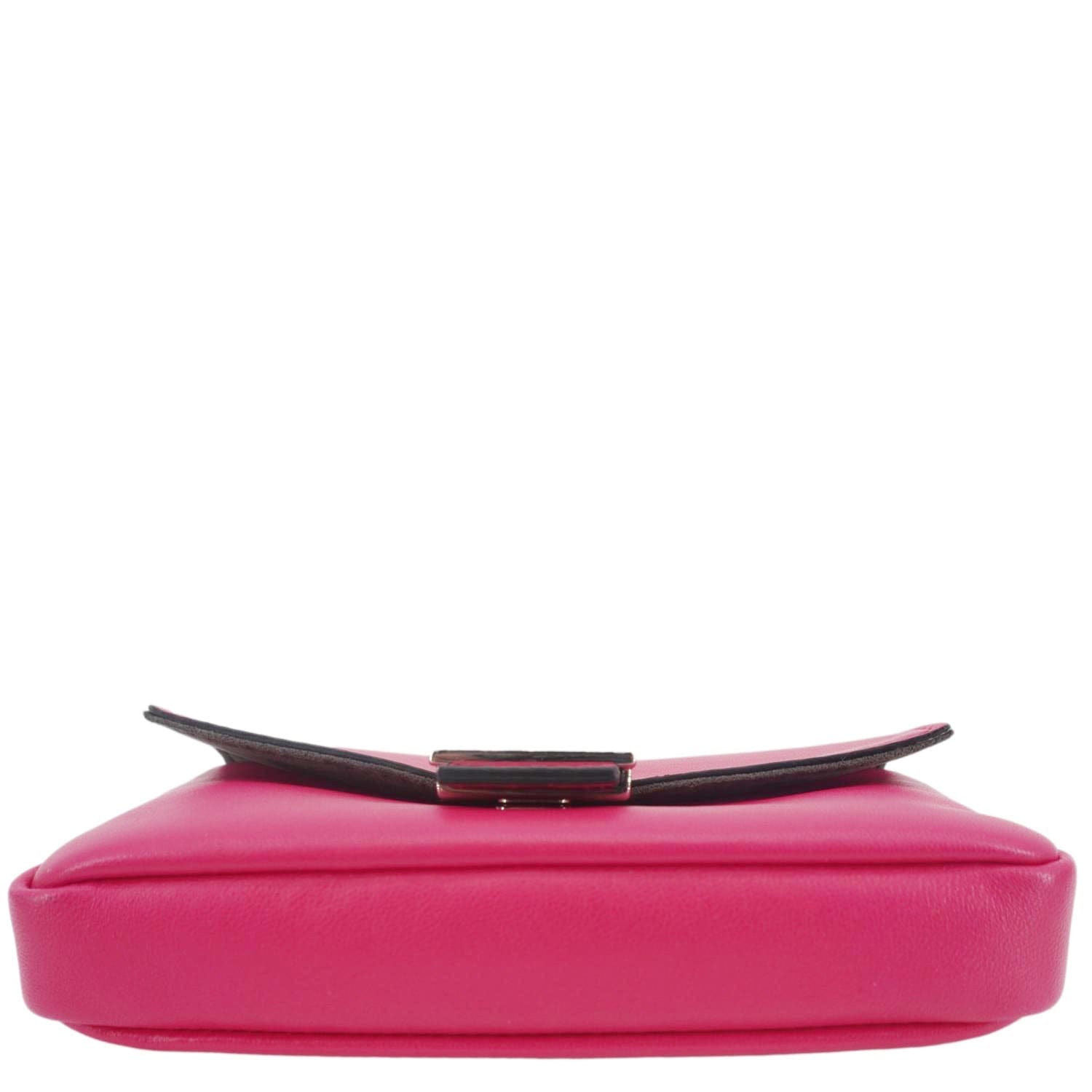FENDI Micro Baguette Leather Crossbody Bag Pink