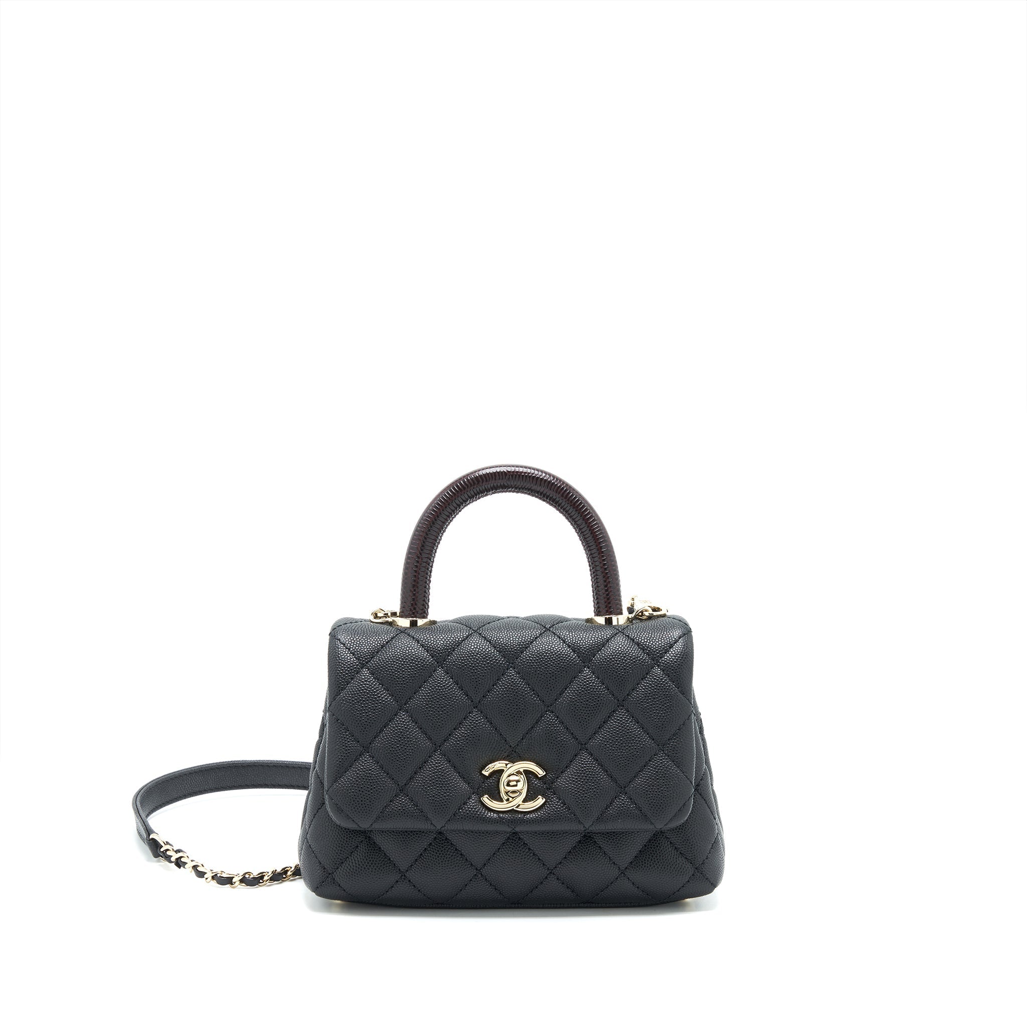 Chanel Coco Handle Extra Mini Black Embossed Handle L