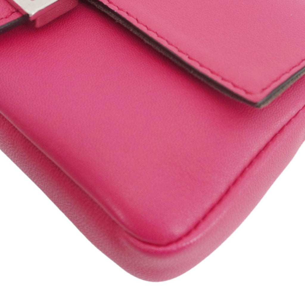 FENDI Micro Baguette Leather Crossbody Bag Pink